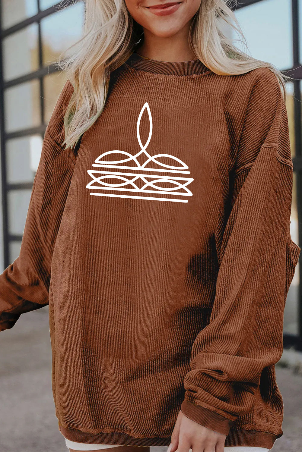 Western Minimal Line Art Casual Sweatshirt