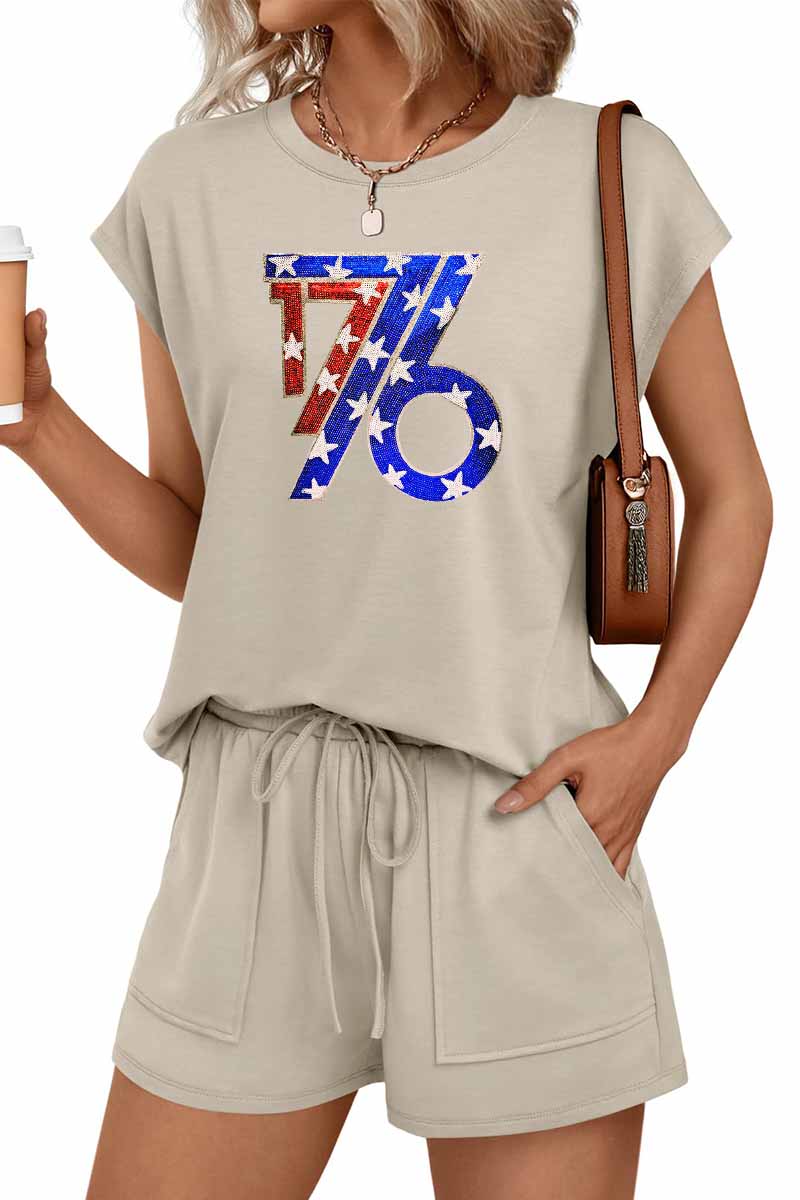 America 1776 Tee Shorts Set Patriotic Independence Day Outfit