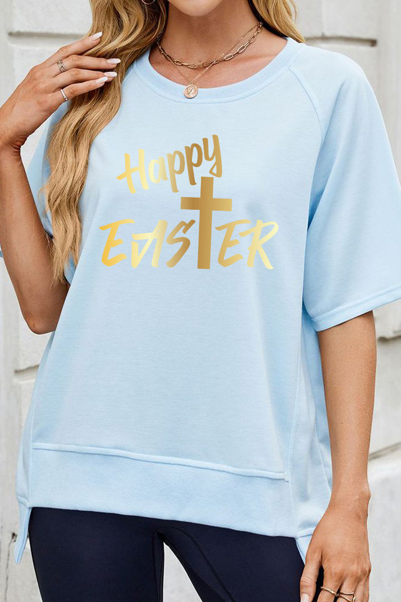 Easter Happy Easter Graphic Tee Casual Puff Sleeve Shirt