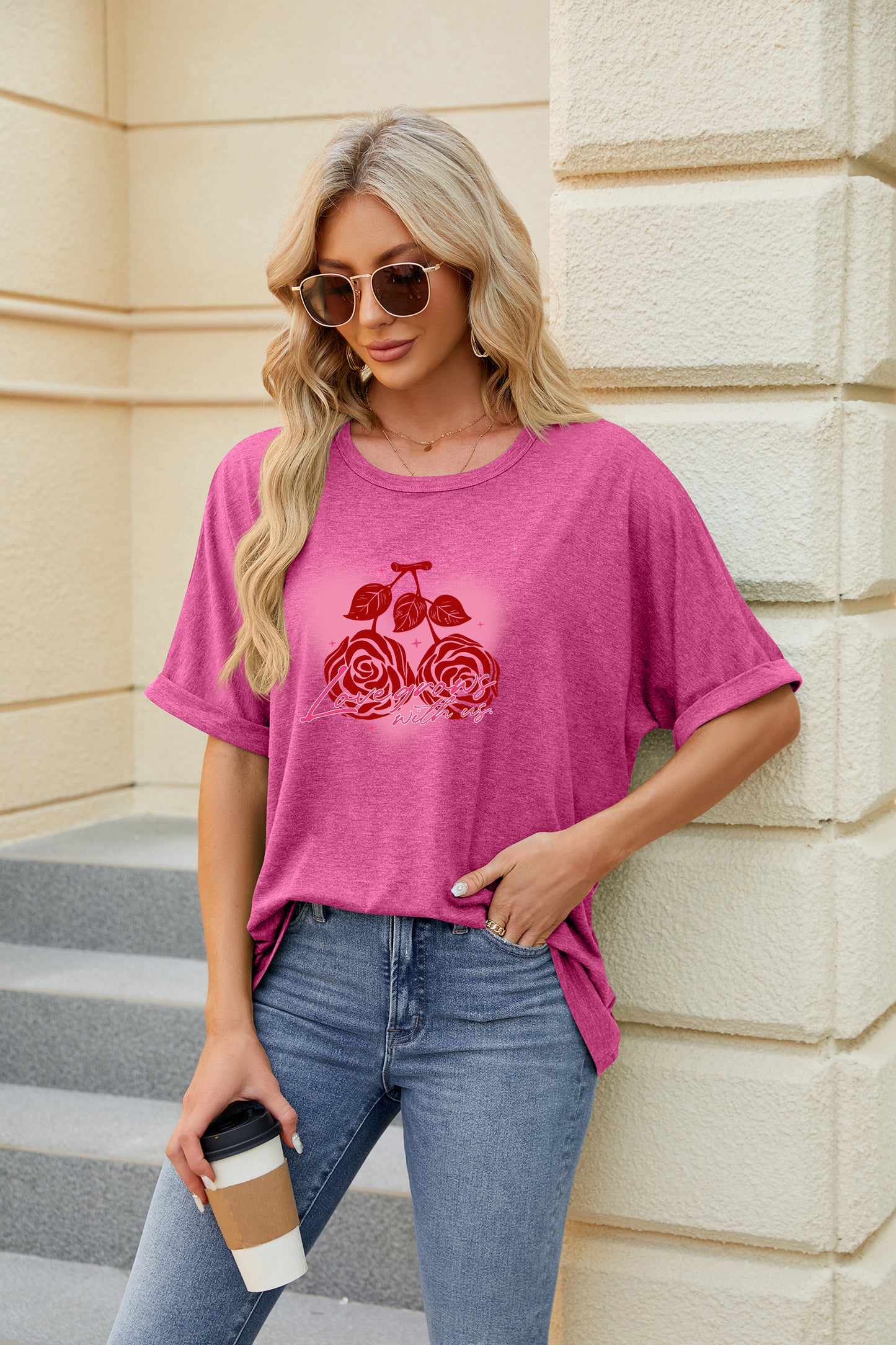 Valentine's Day Red Rose Graphic Casual Tee