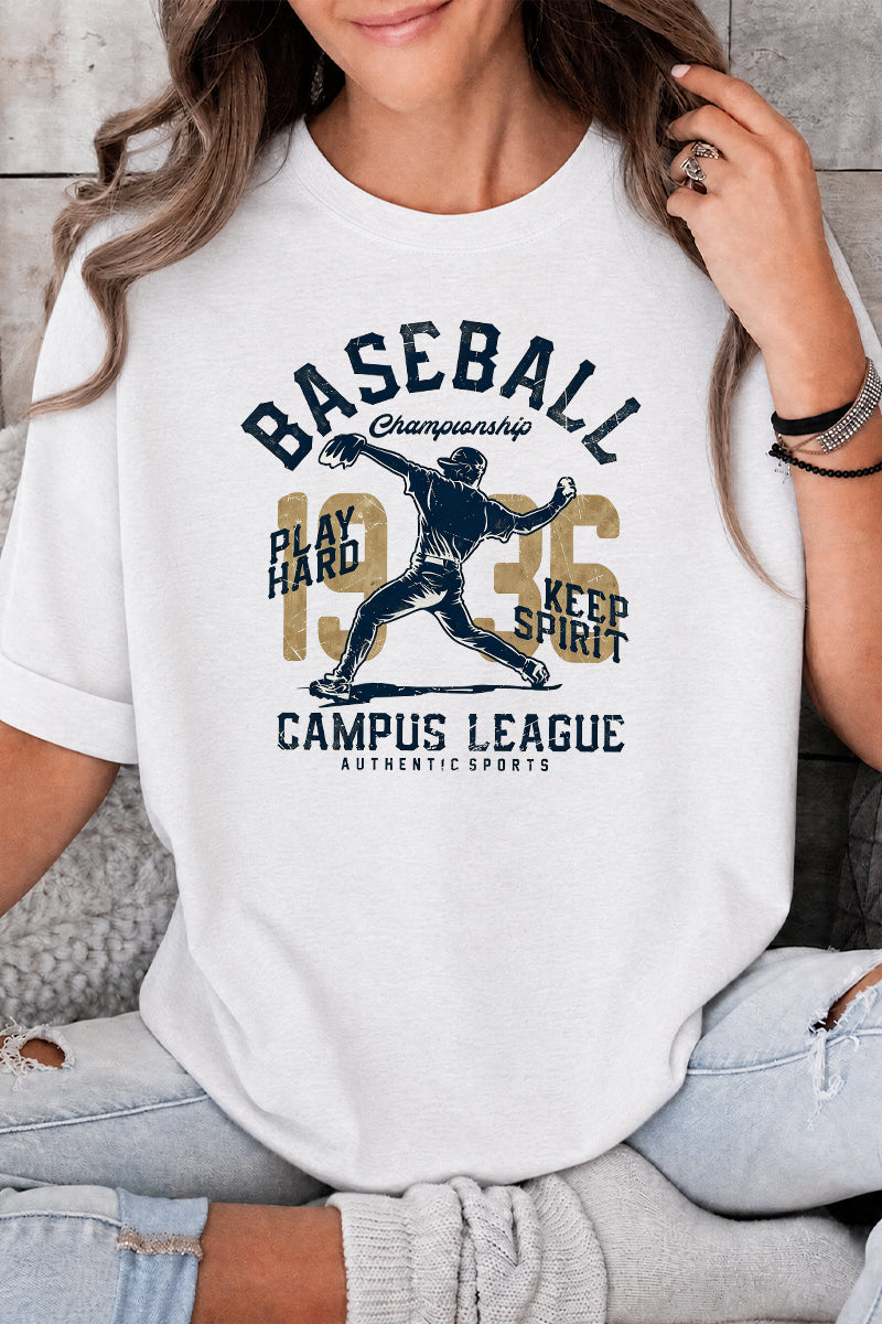 Baseball Pitcher Graphic Rayon Blend Tee Varsity Game Day