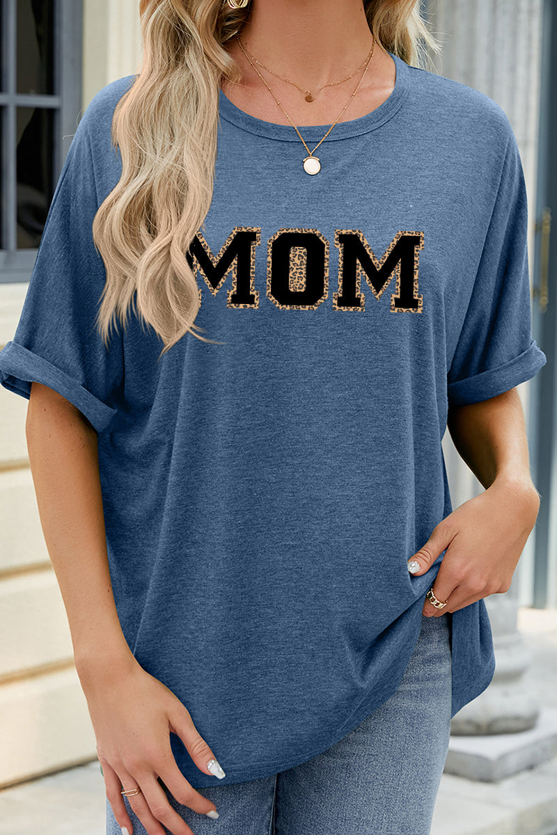 Leopard MOM Graphic Casual Tee Mother's Day Gift Top