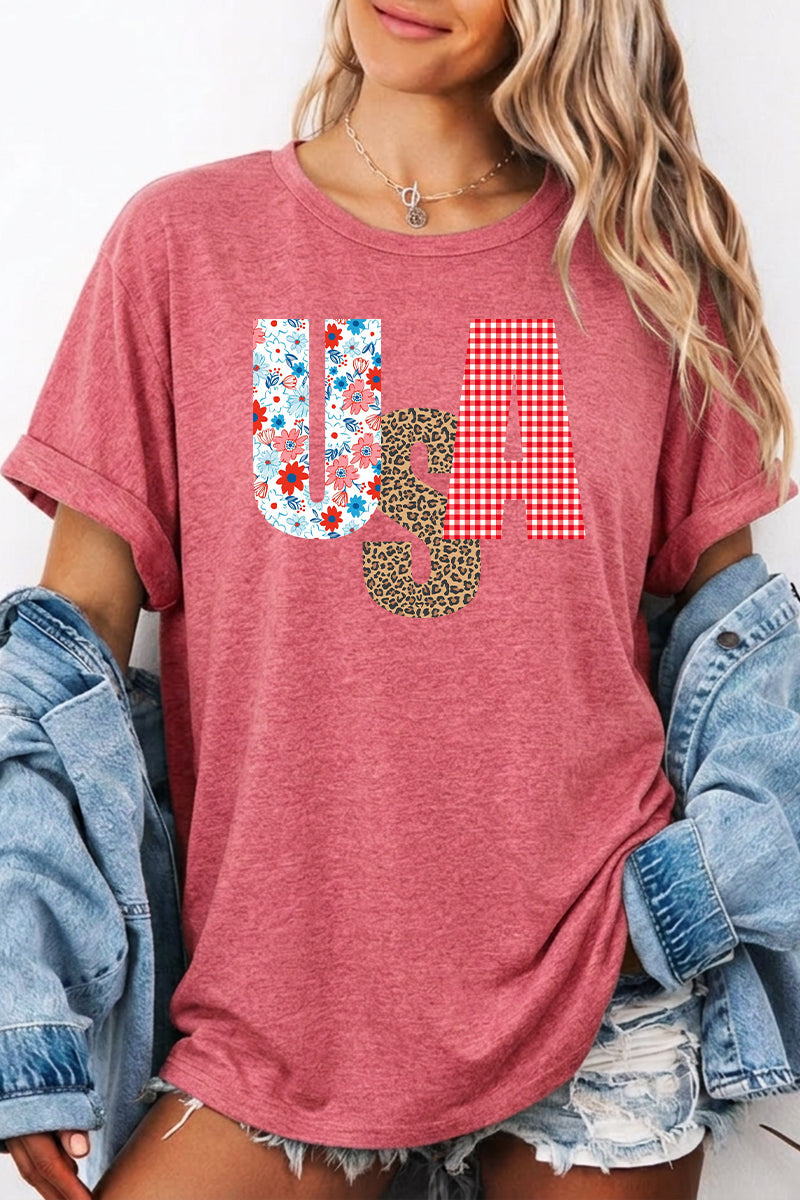 Independence Day USA Patchwork Graphic Tee