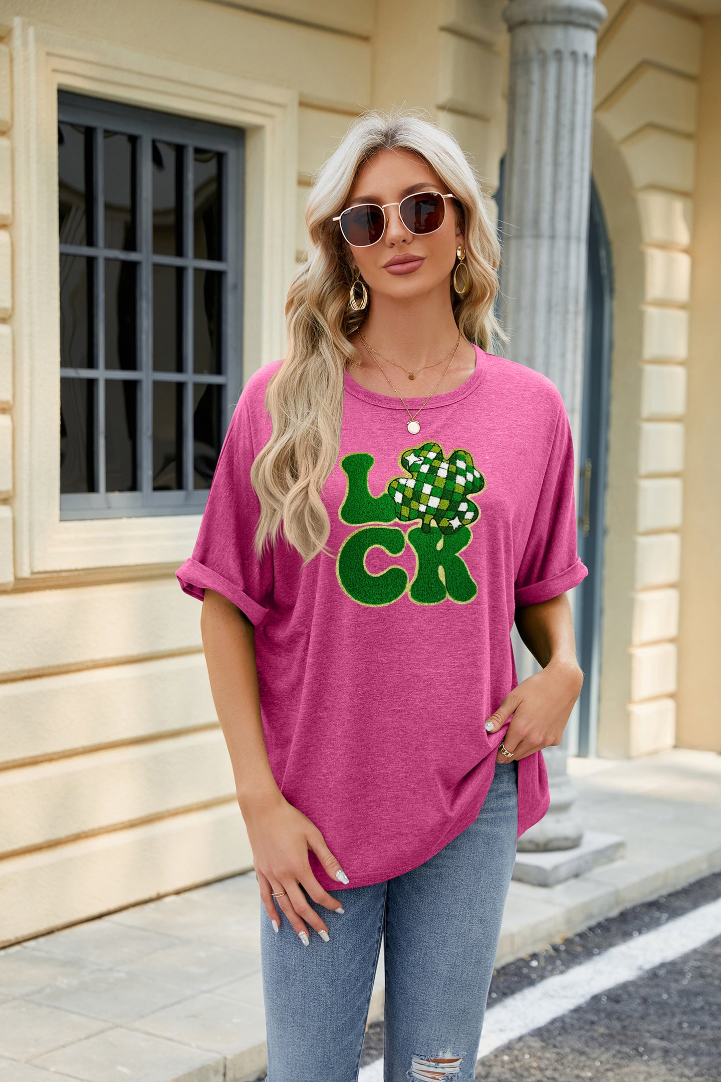 St Patrick’s Day Sequin LUCK Clover Graphic Tee
