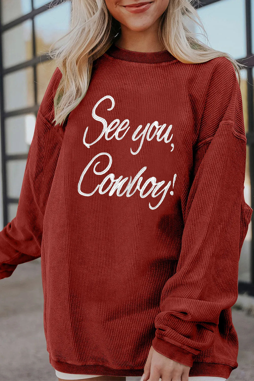 Western Cowboy Quote Letter Graphic Oversized Sweatshirt