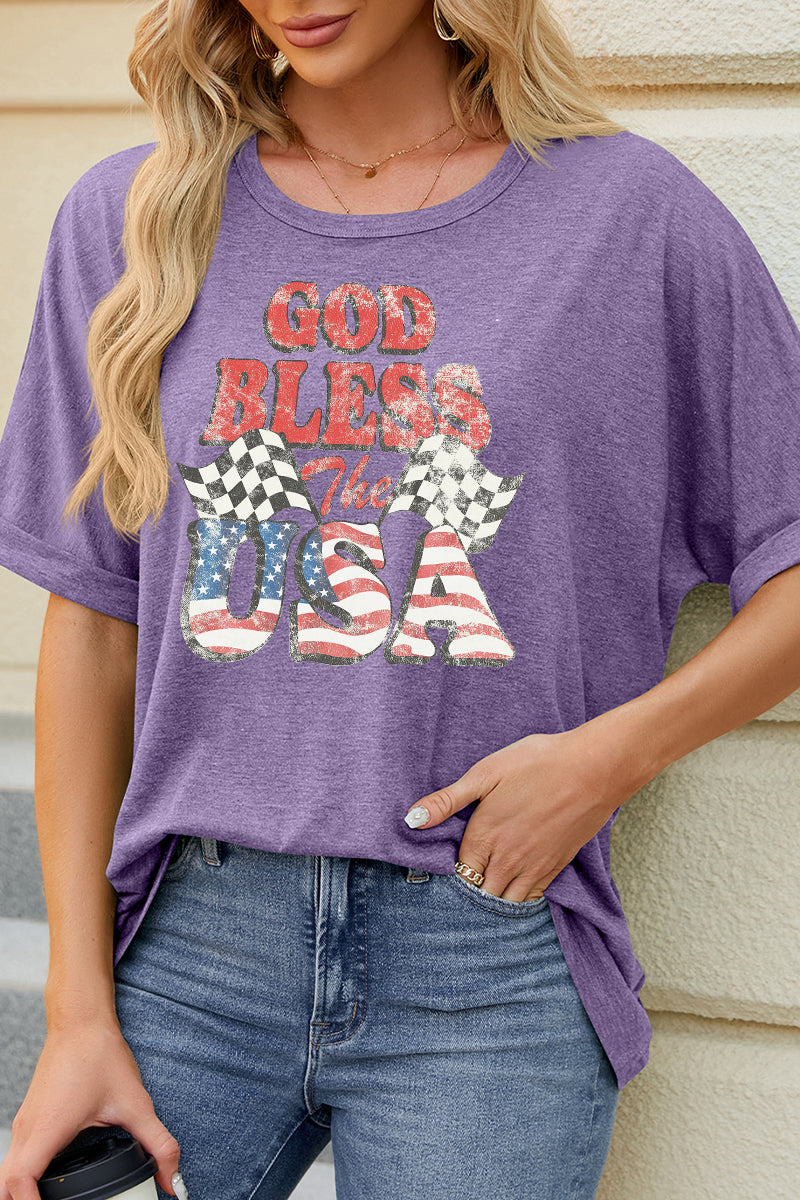 USA Vintage Graphic Tee Checkered Flag Fourth of July Patriotic T Shirt