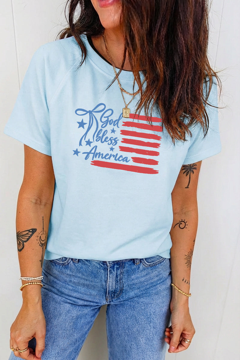 4th of July God Bless America Flag Graphic Tee