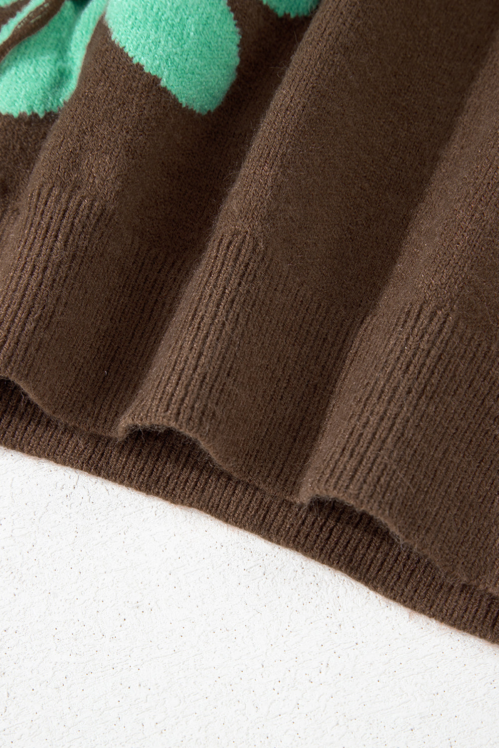 Big Flower Pattern V Neck Drop Shoulder Sweater