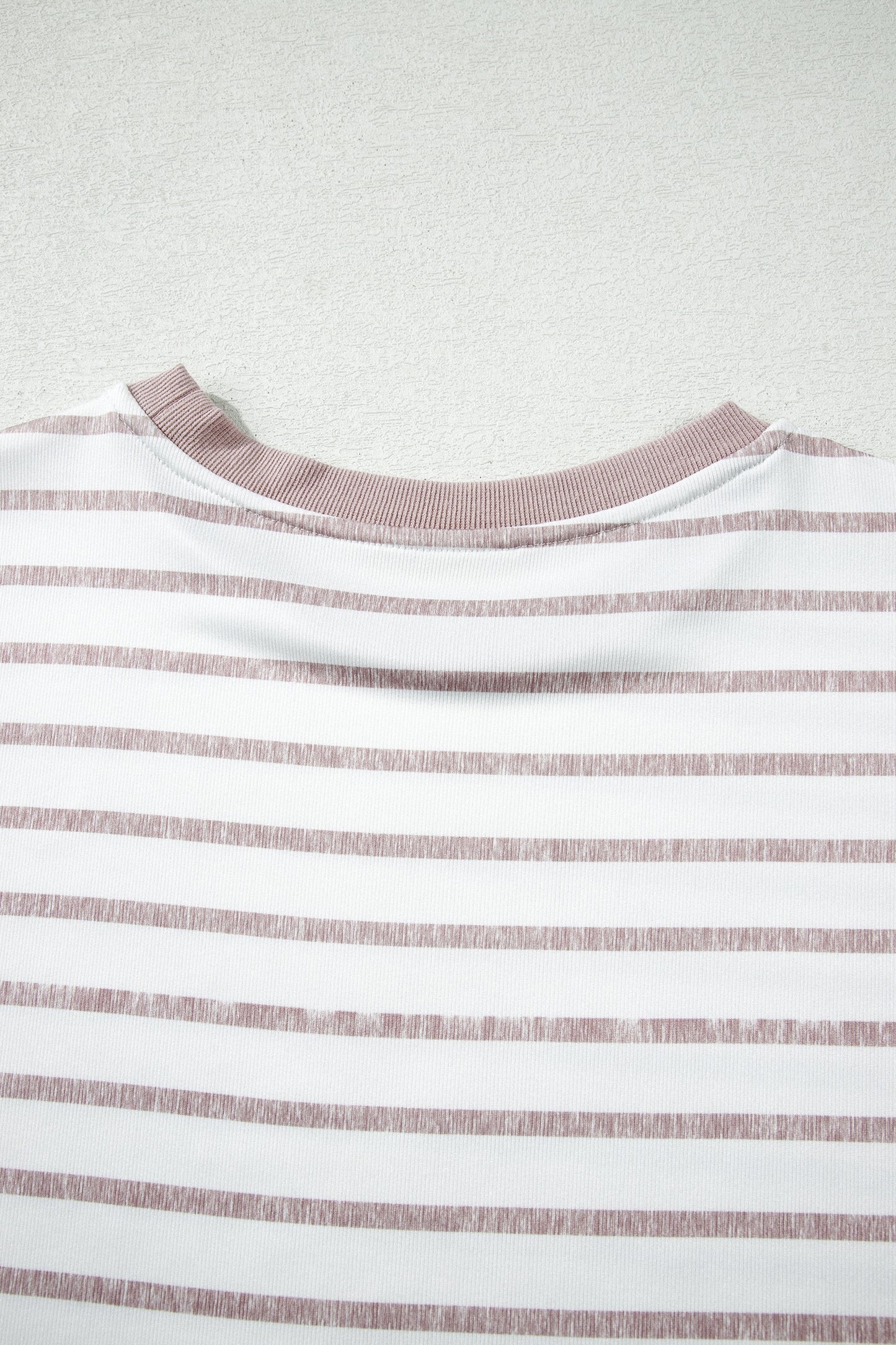 Khaki Stripe Color Block Trim Round Neck Short Sleeve Top