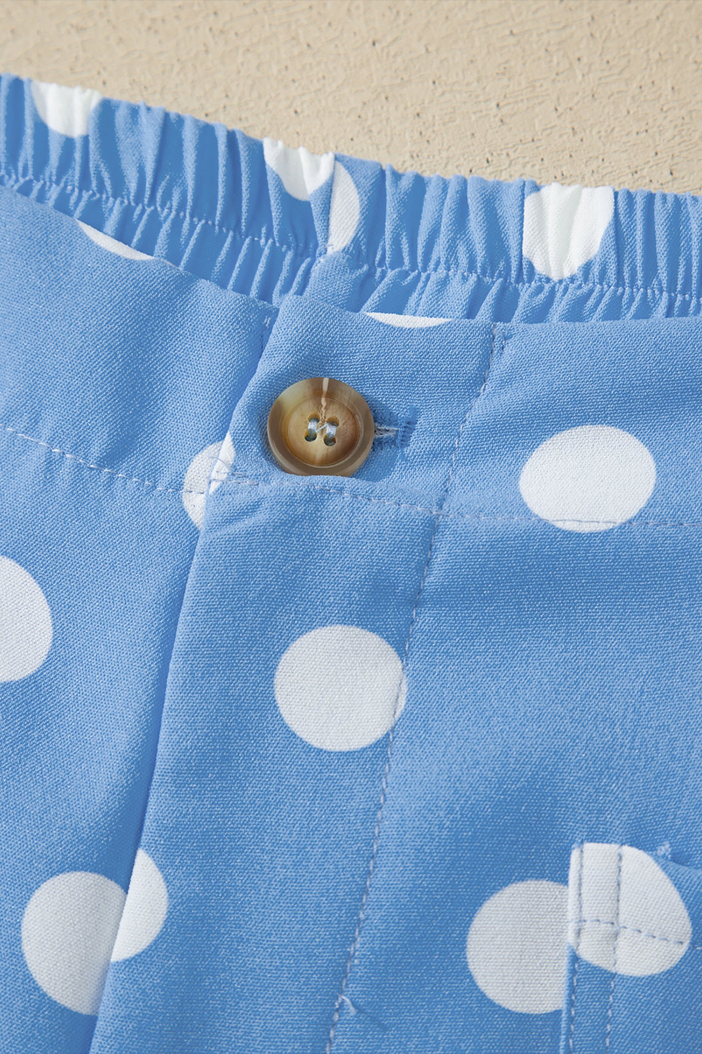 White Polka Dot Print Patched Pocket Loose Pants