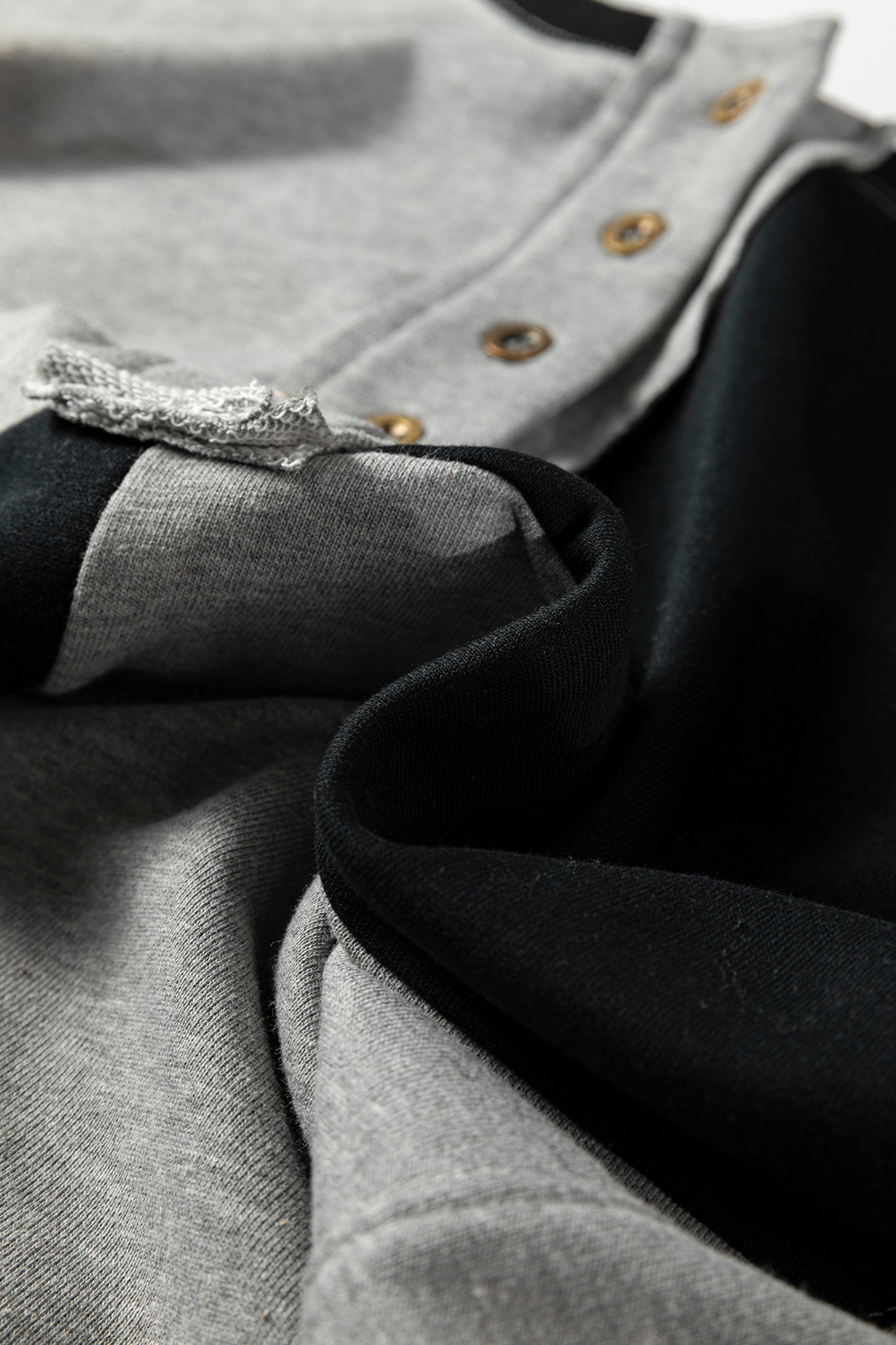 Parchment Colorblock Henley High Low Oversize Sweatshirt