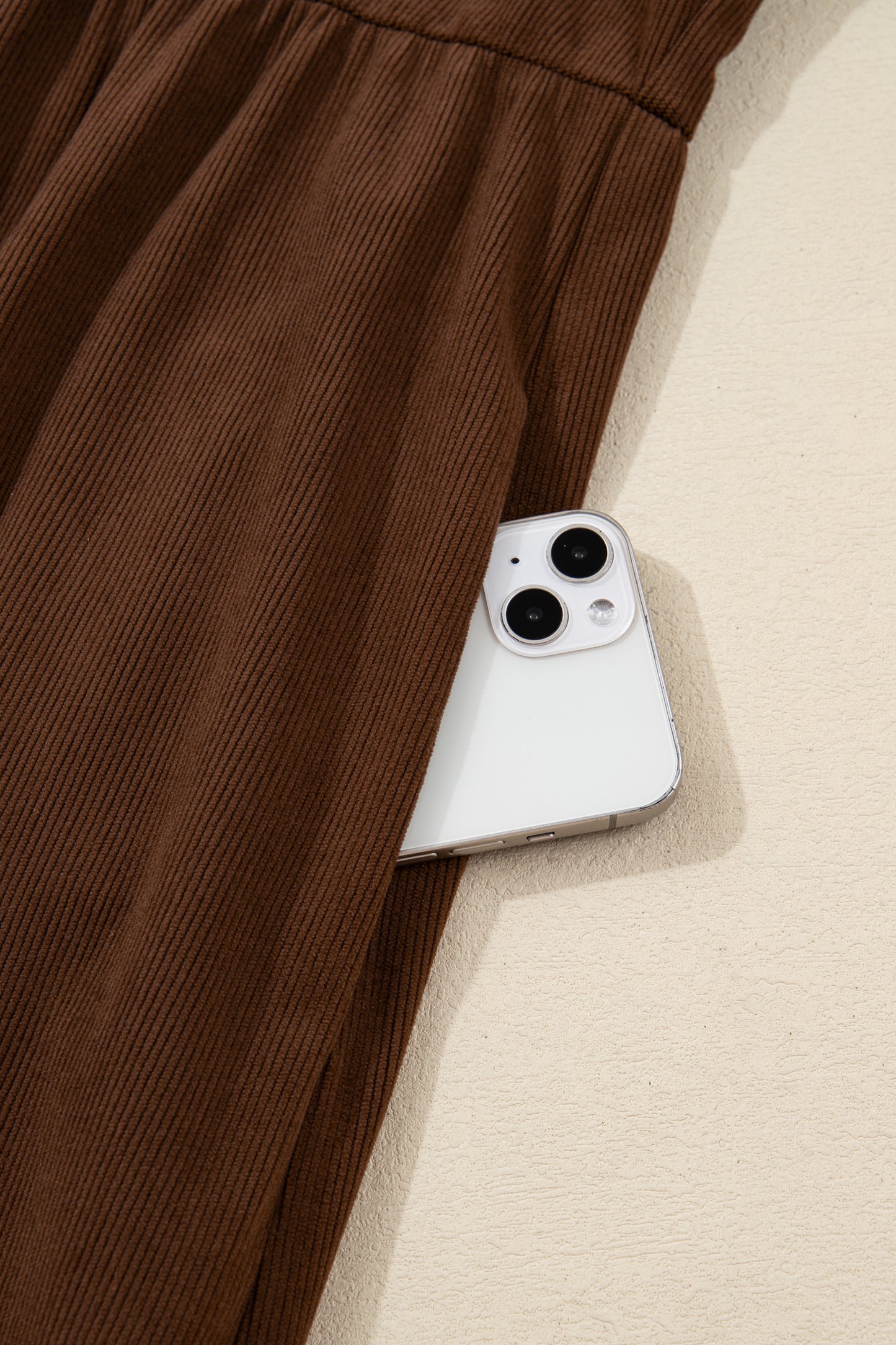 Coffee Embroidered Notched Neckline Textured Pleated High Waist Plus Size Midi Dress