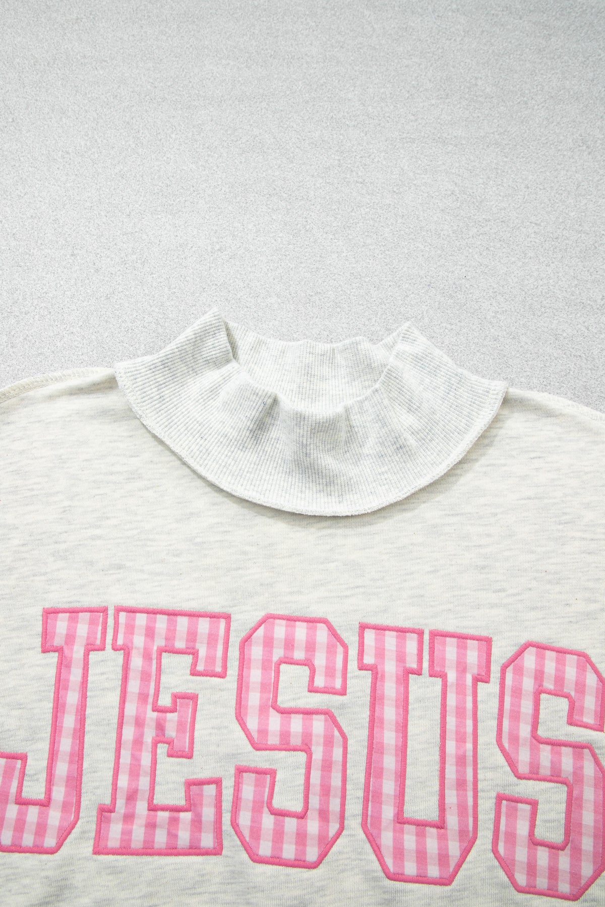 Light Grey High Neck Polka Dot Slogan Printed Baggy Sweatshirt