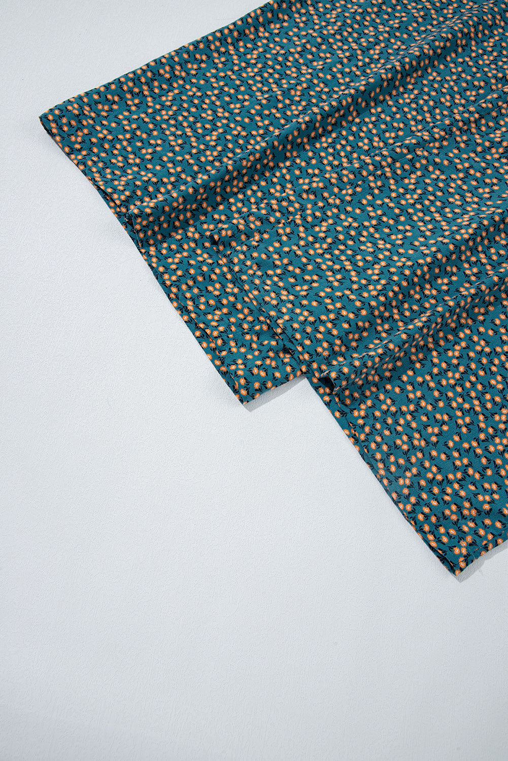 Green Floral Print Smocked High Waist Square Neck Jumpsuit