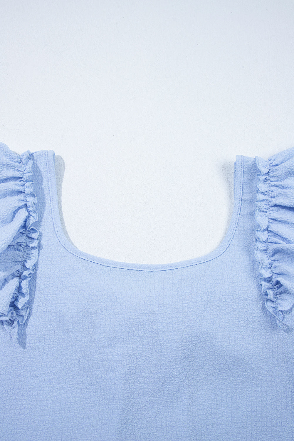 Gossamer Pink Textured Bow Knot Frilled Butterfly Sleeve Blouse