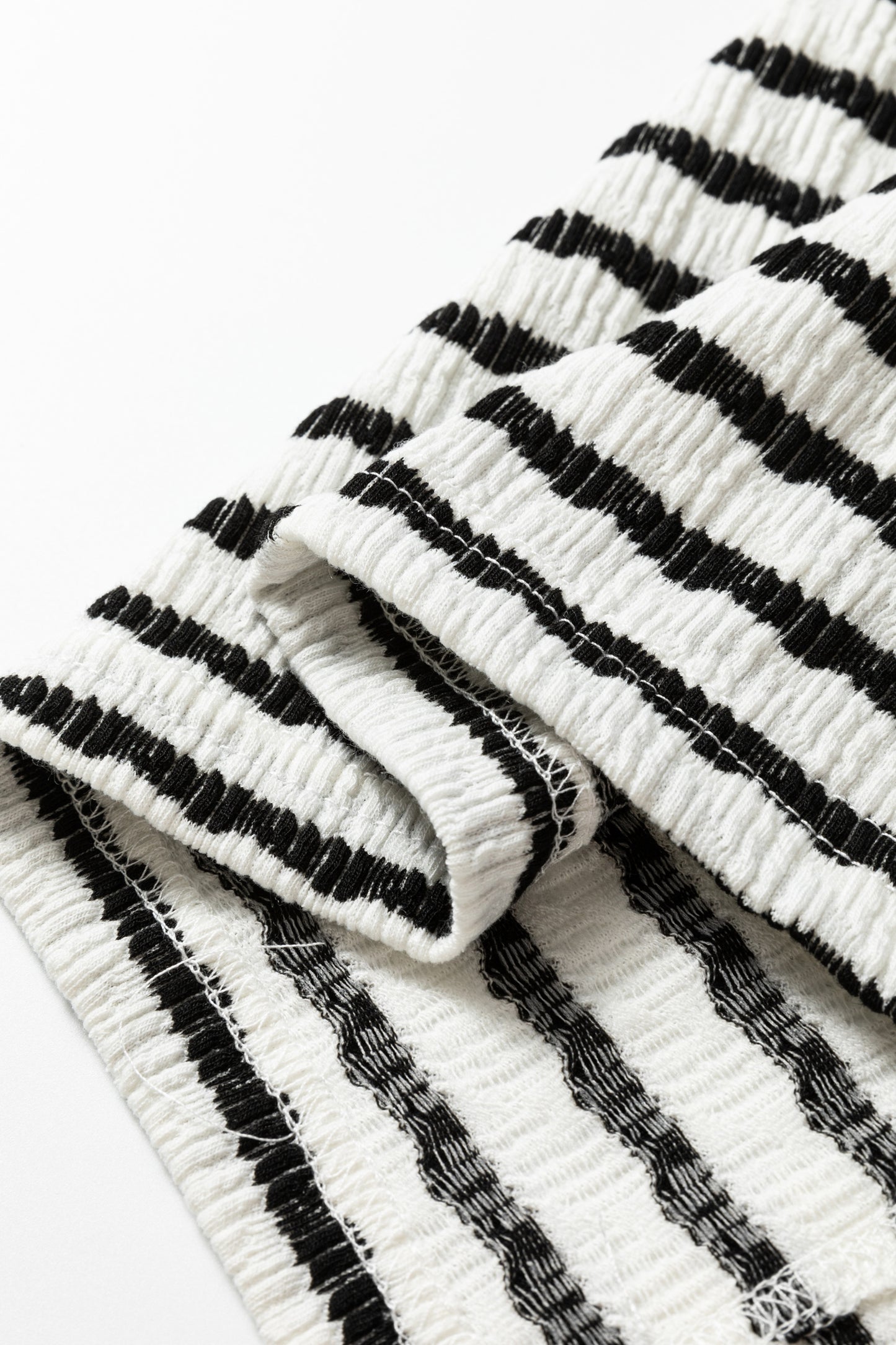 Khaki Stripe Textured Hooded V Neck Casual Long Sleeve Top