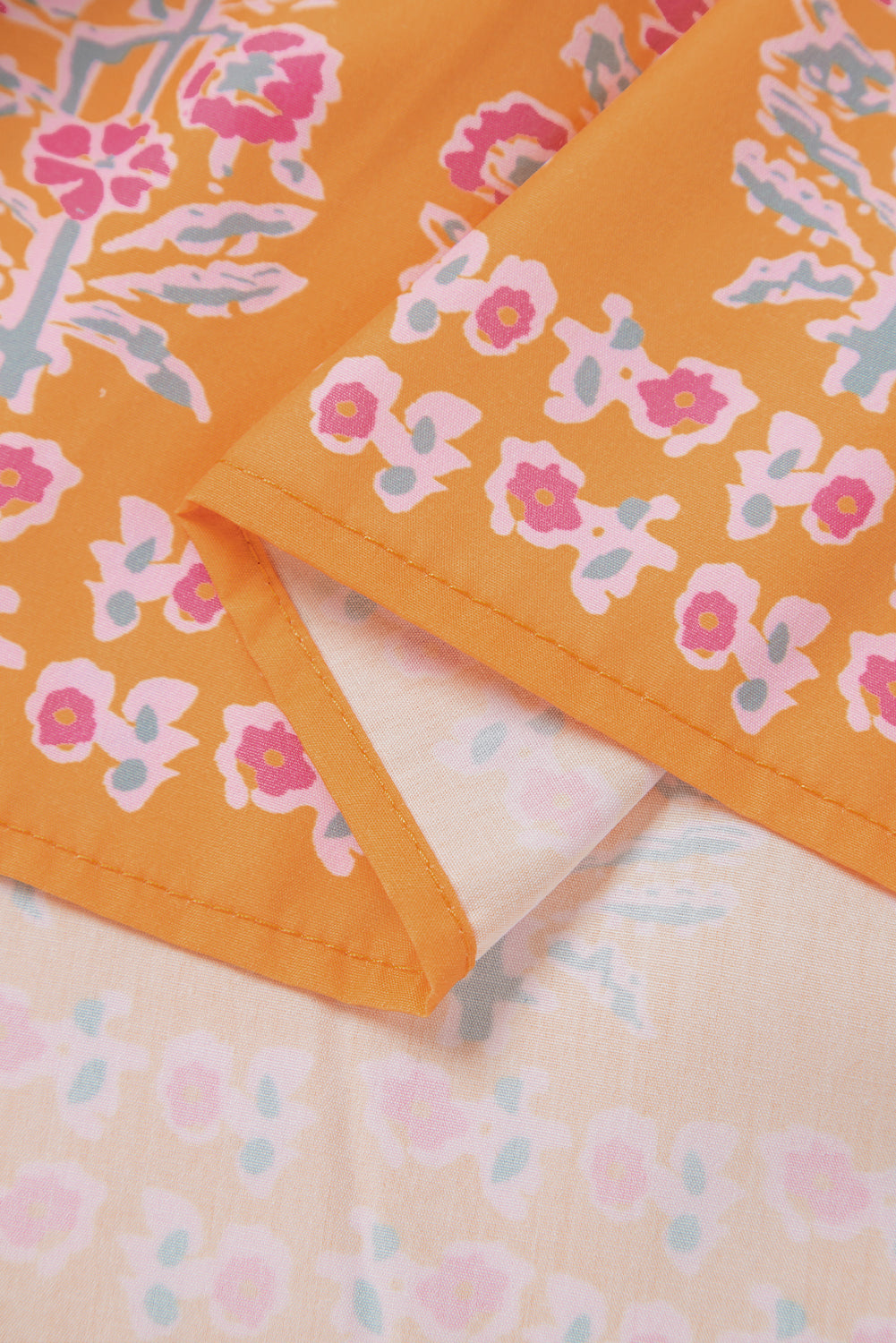 Floral Mixed Patchwork Tassel Tie Plus Size Midi Dress