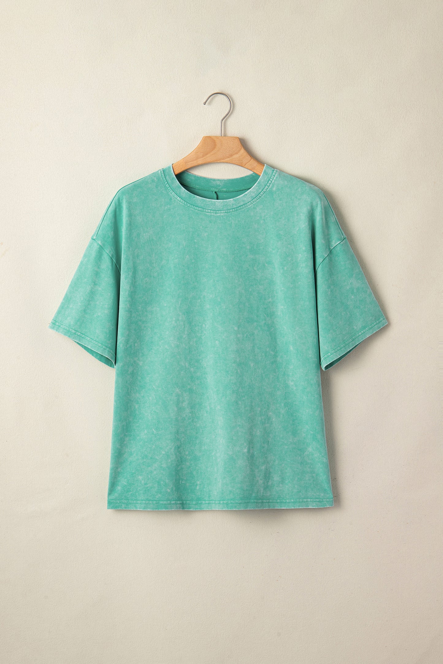 Solid Cotton Tee Vintage Washed Oversized Casual Top