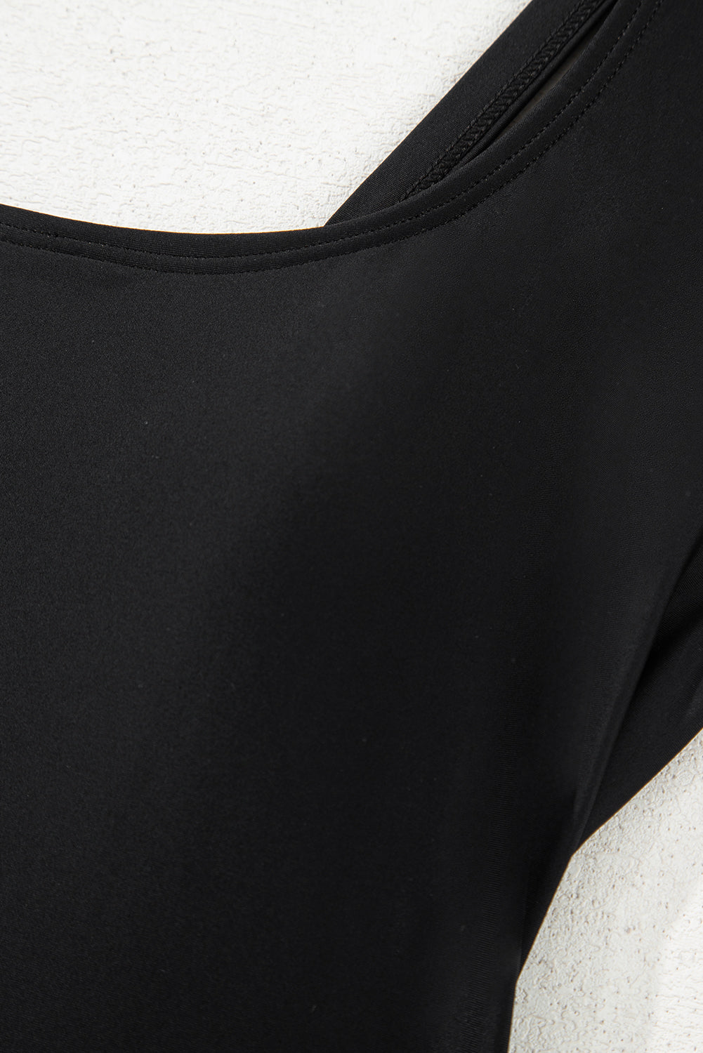 Black U Neck Adjustable Straps Knotted Skirt Patchwork One Piece Swimsuit