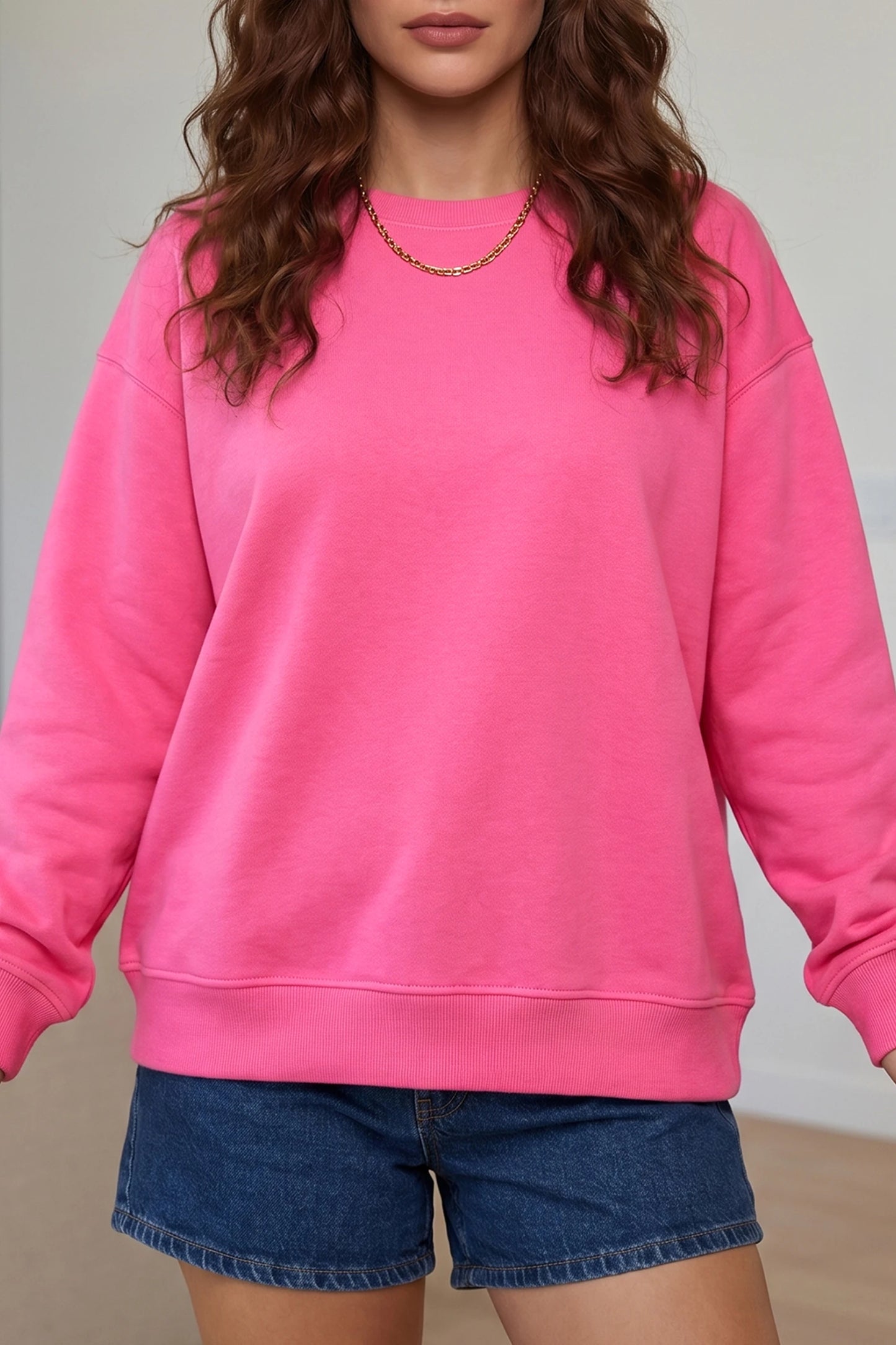 Long Sleeve Round Neck Slogan Print Casual Tunic Pullover Sweatshirt