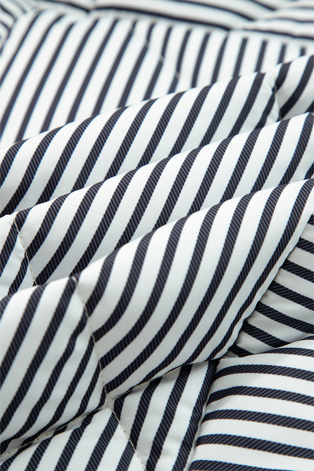 Brown Stripe Contrast Trim Snap Button Collared Winter Vest