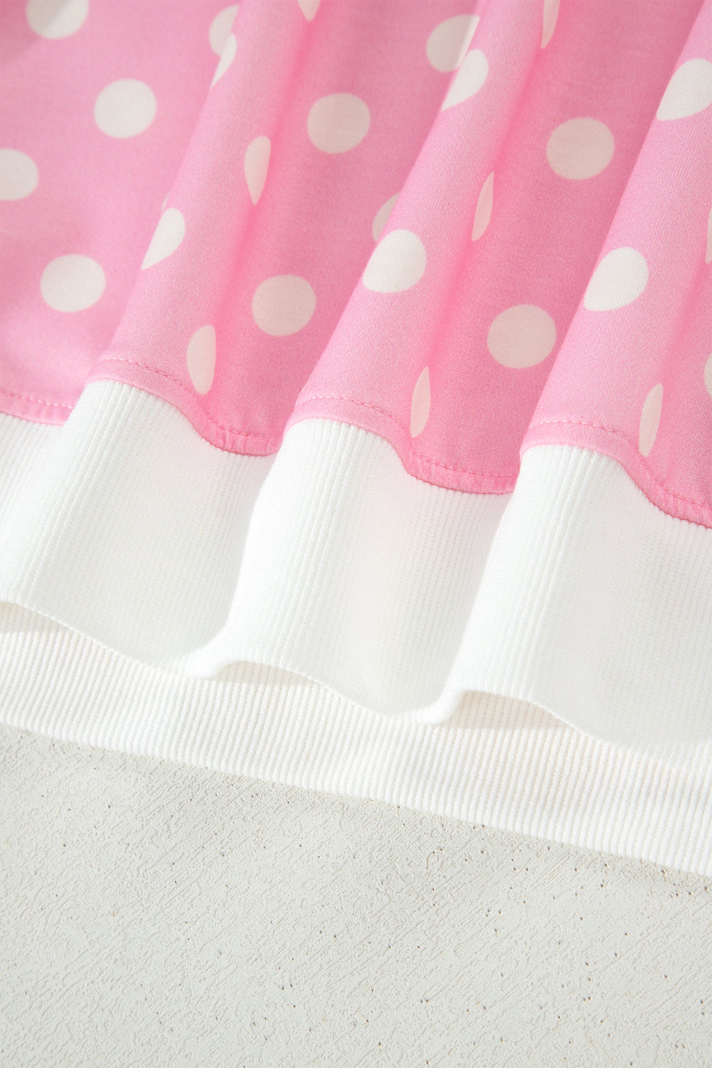 Sky Blue Polka Dot Print Color Block Trim Mock Neck Short Set
