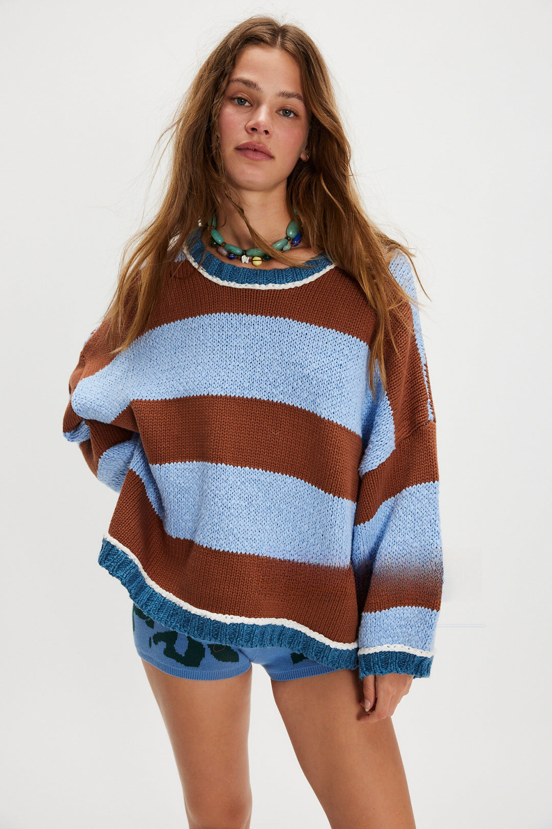 Colorblock Striped Knit Sweater | Oversized Pullover Top