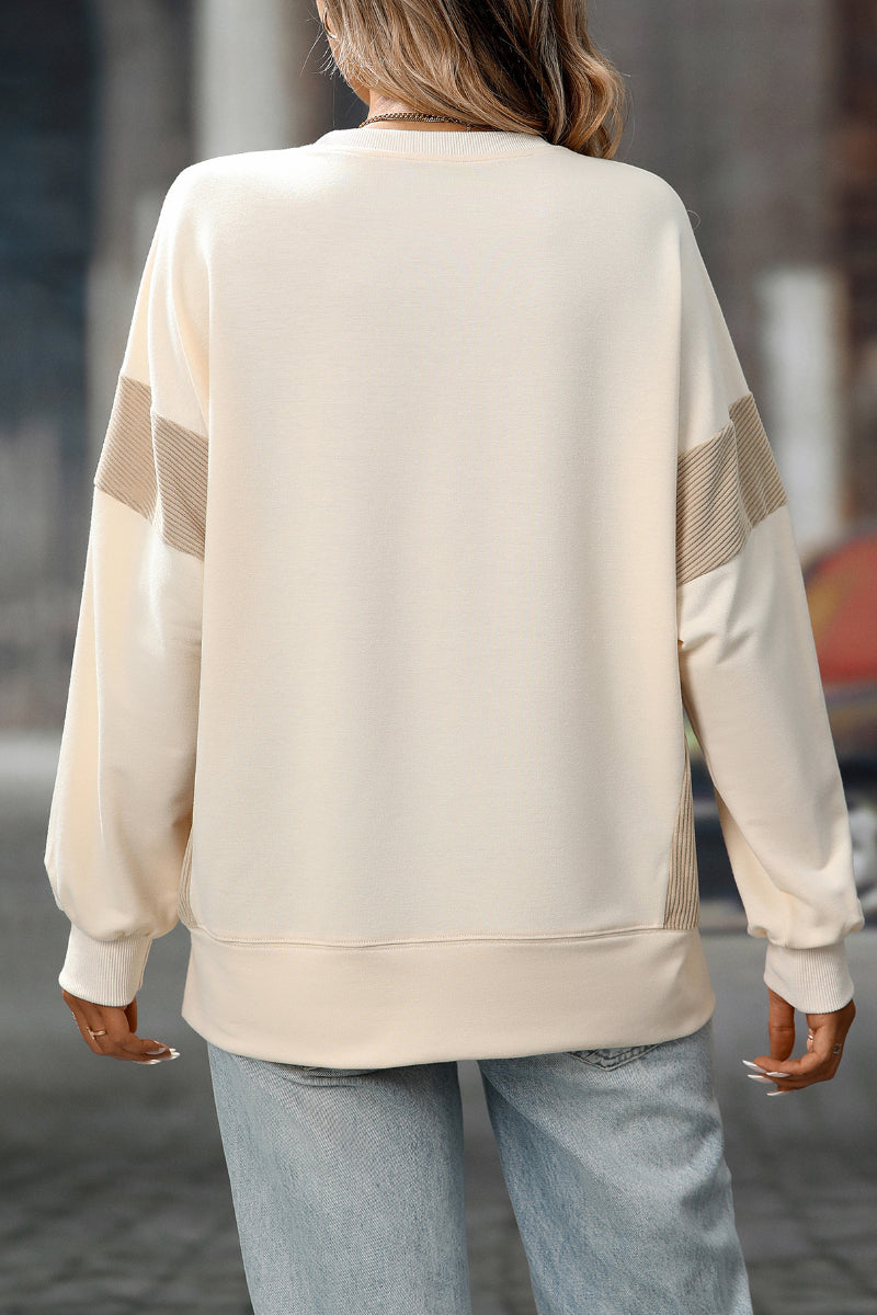 Colorblock Crewneck Long Sleeve Pullover Sweatshirt Women