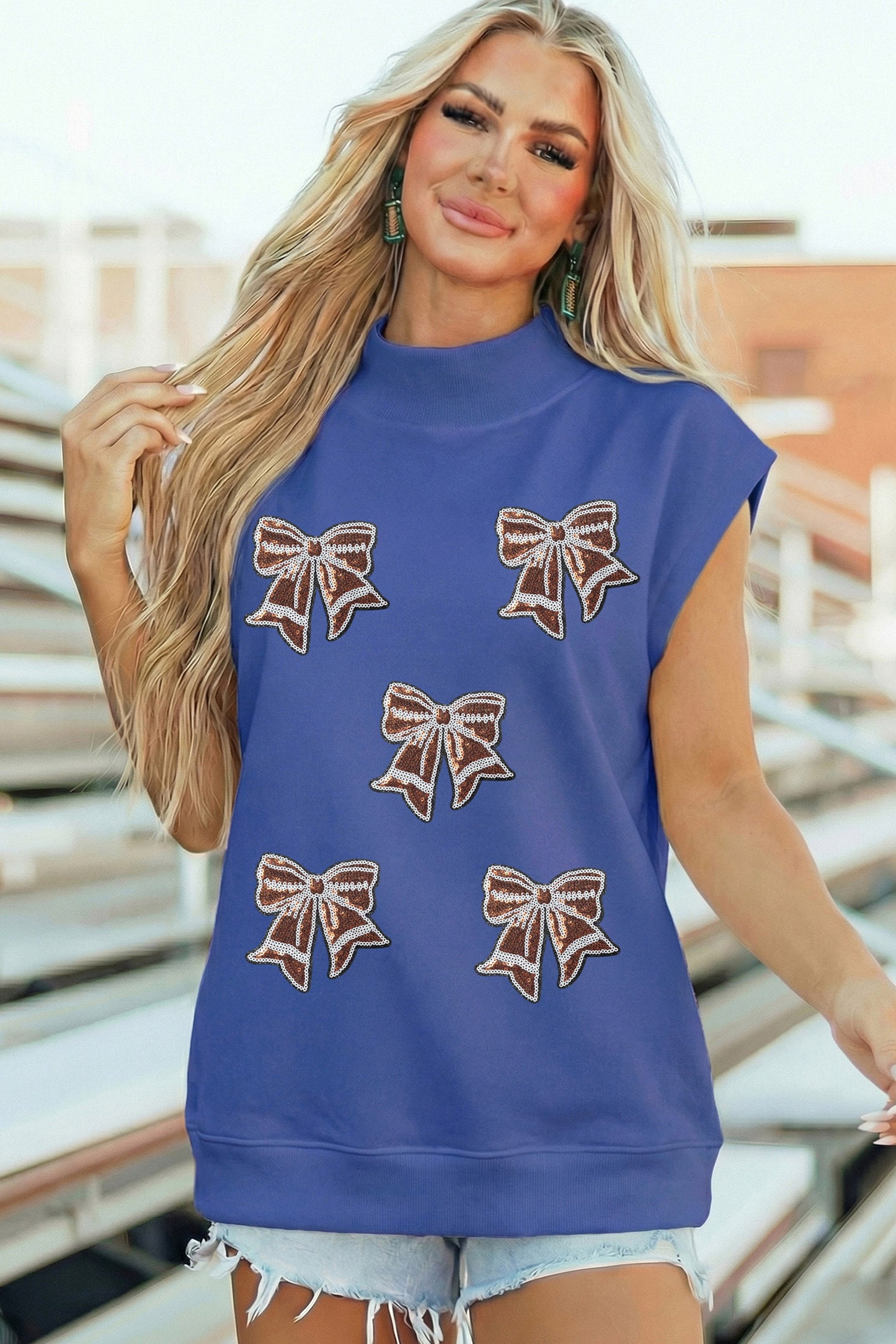 Bow Cotton Graphic Tee Trendy Game Day Fan Top
