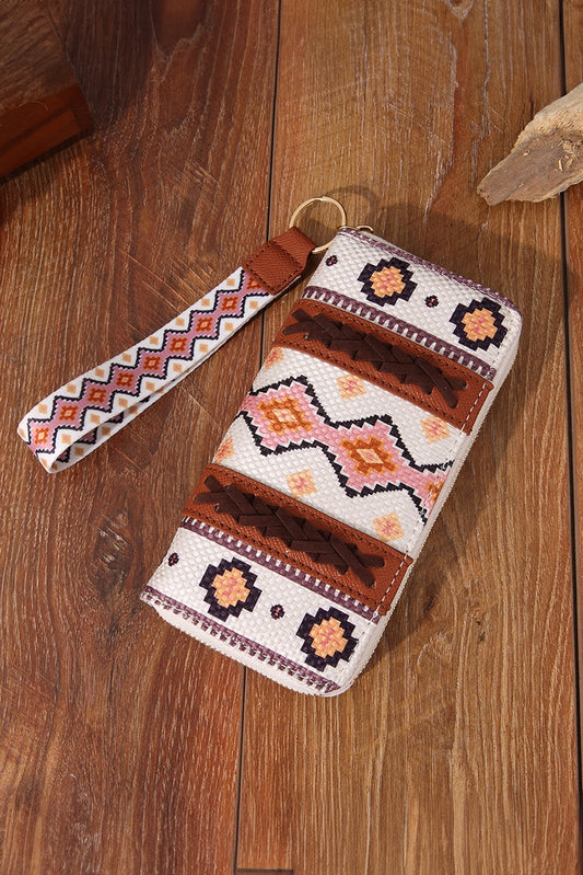 Western Aztec Print PU Leather Wristlet Wallet