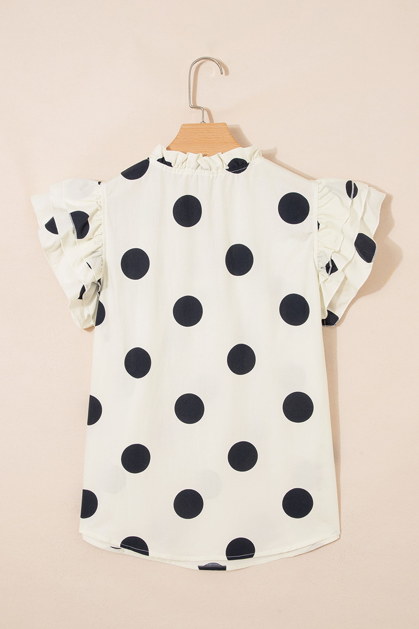 Polka Dot Cotton Blouse Ruffle Sleeve Boutique Top