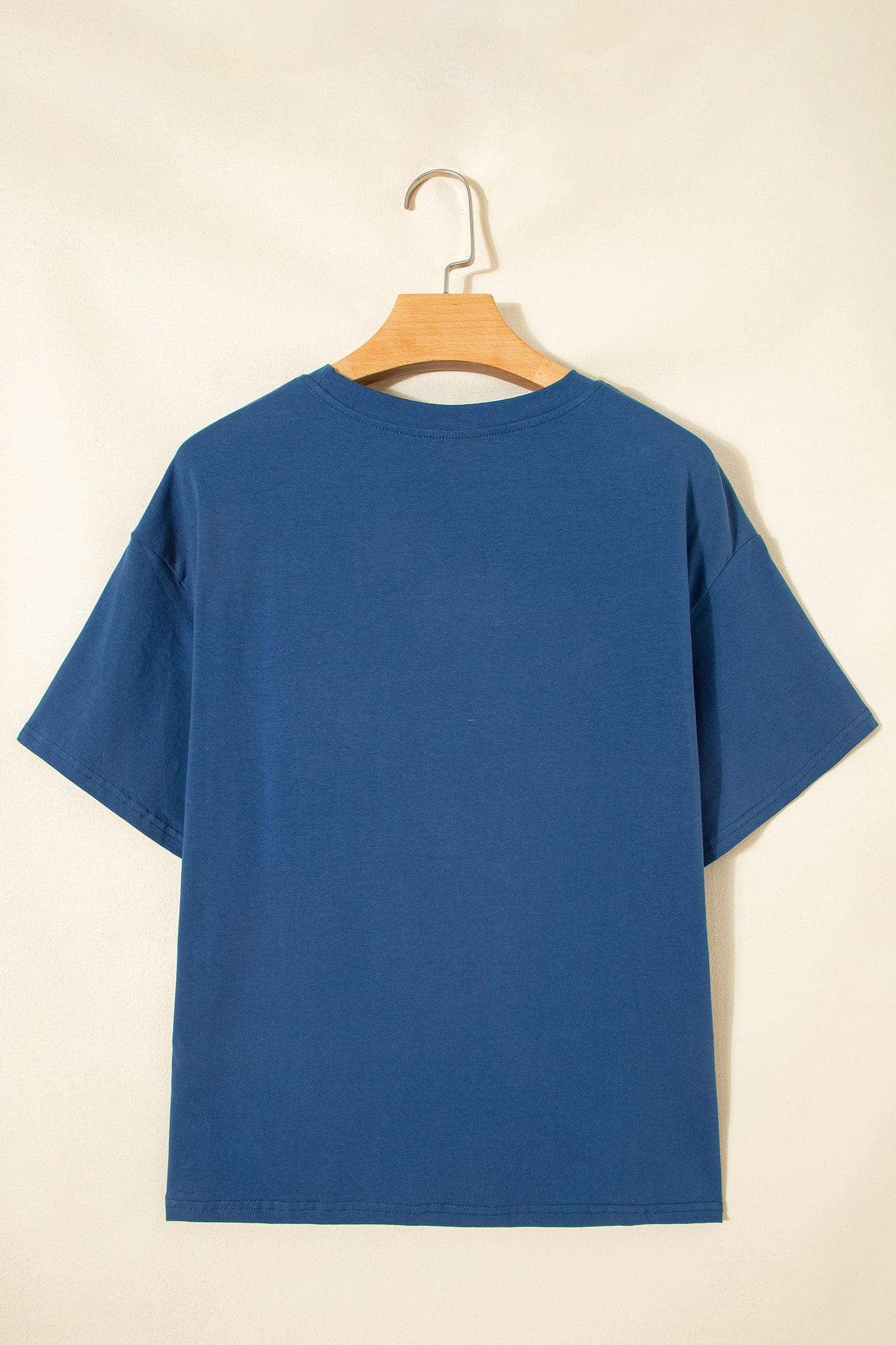 Sail Blue Color Block Chest Pocket Patched Casual Short Sleeve Top