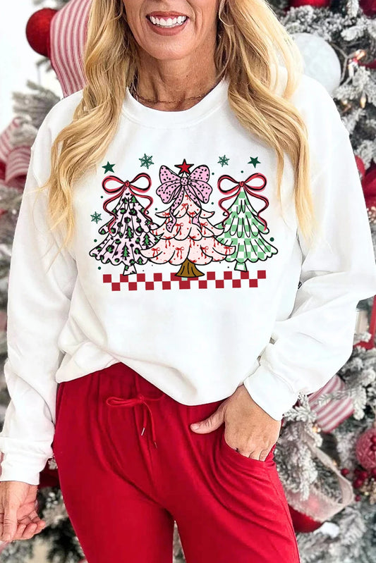 White Christmas Tree Graphic Customized Holiday Sweatshirt