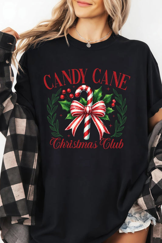 Black Candy Cane Christmas Club Custom Graphic T Shirt