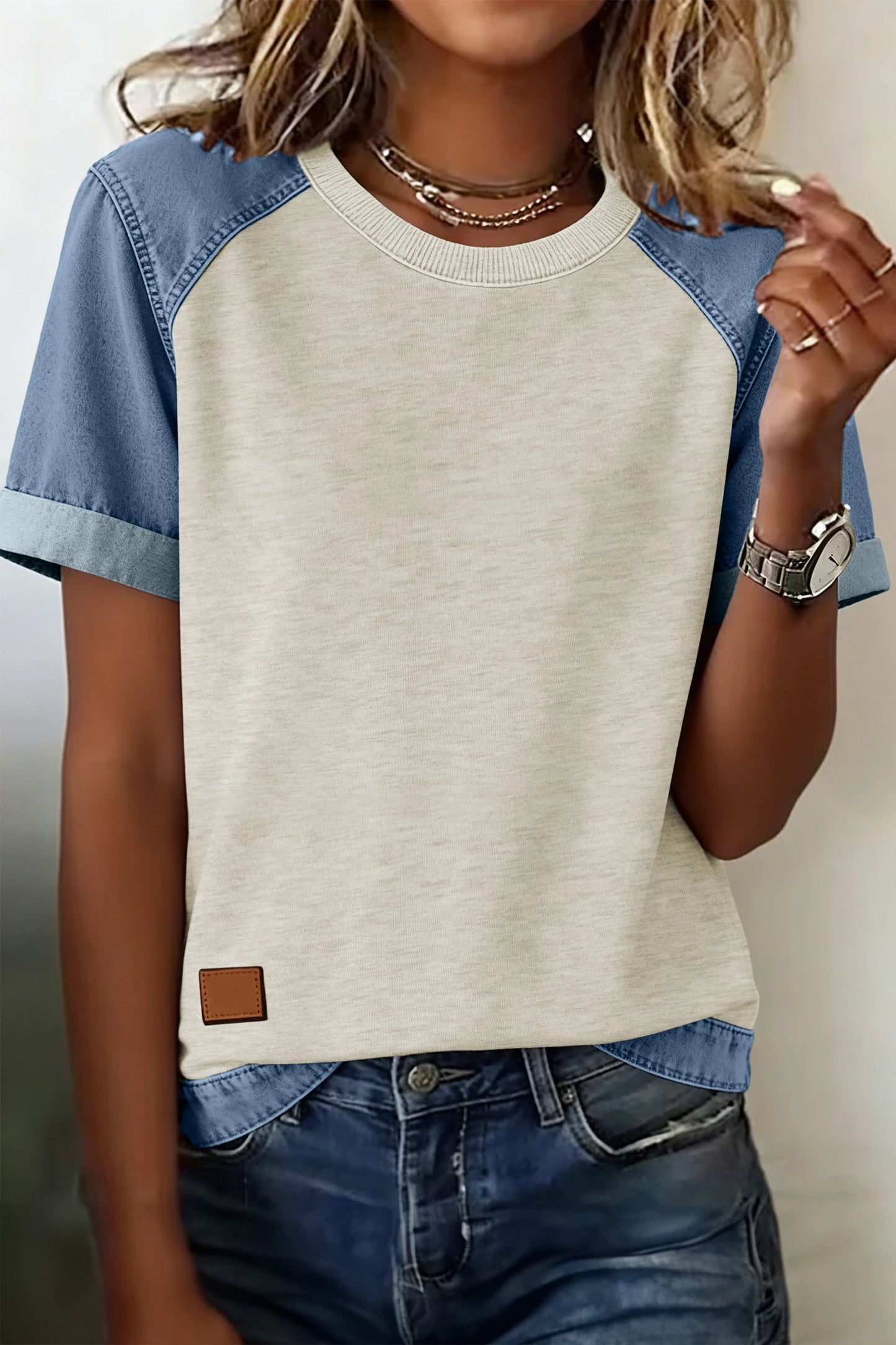 Women White Contrast Trim Short Sleeve Casual T Shirt