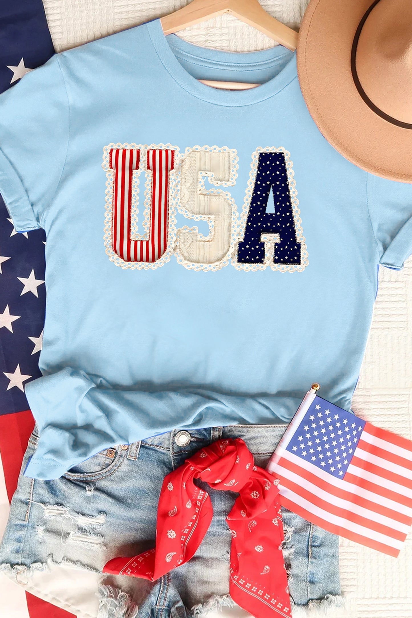 Slogan Graphic USA Patriotic Cotton Tee