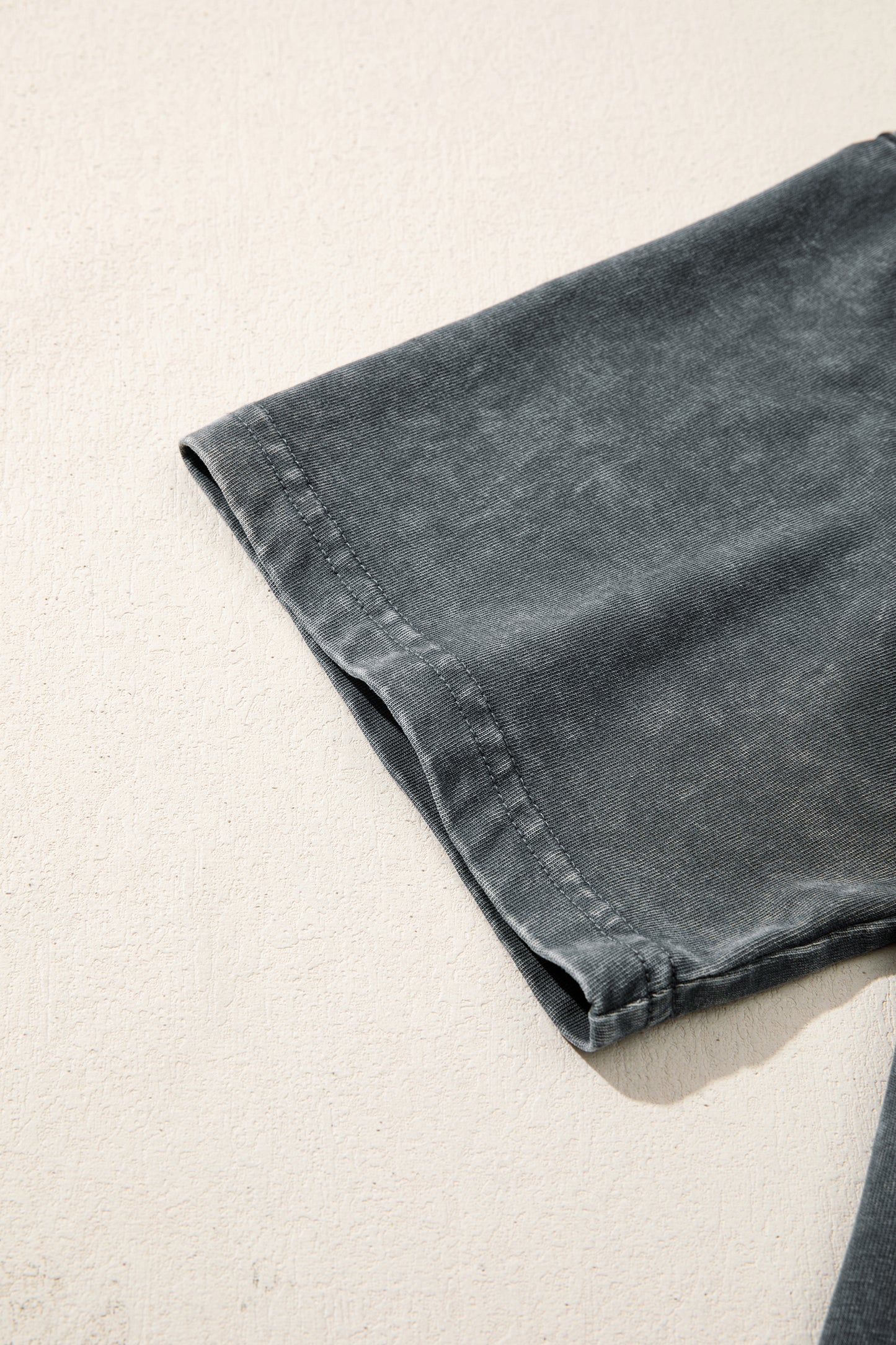 Solid Cotton Tee Vintage Washed Oversized Casual Top