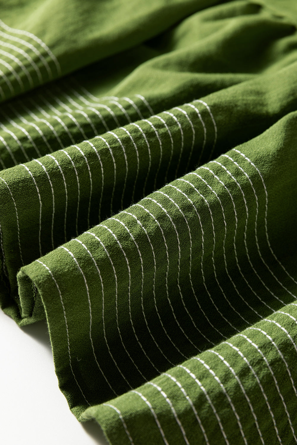 Black Contrast Stitched V Neck 3/4 Sleeve Tiered Mini Dress