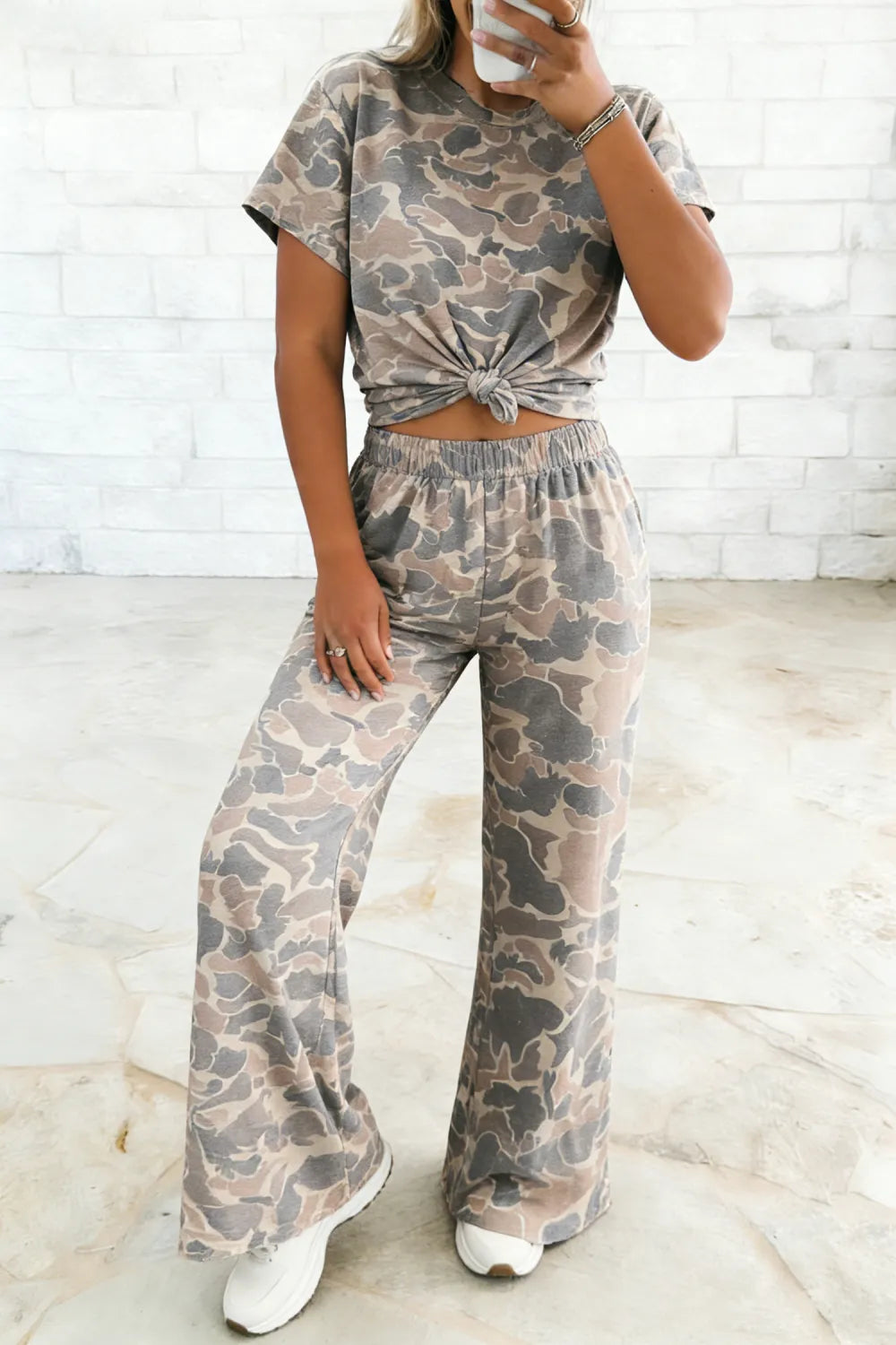 Multicolour Camouflage Tee Pants Set