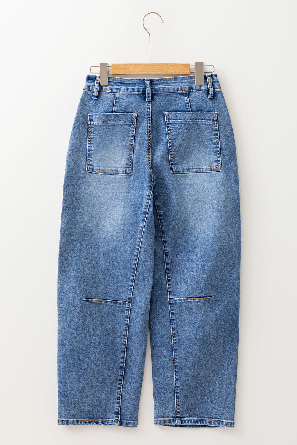 Dusk Blue Seam Detail Ankle Length Cropped BarrelJeans