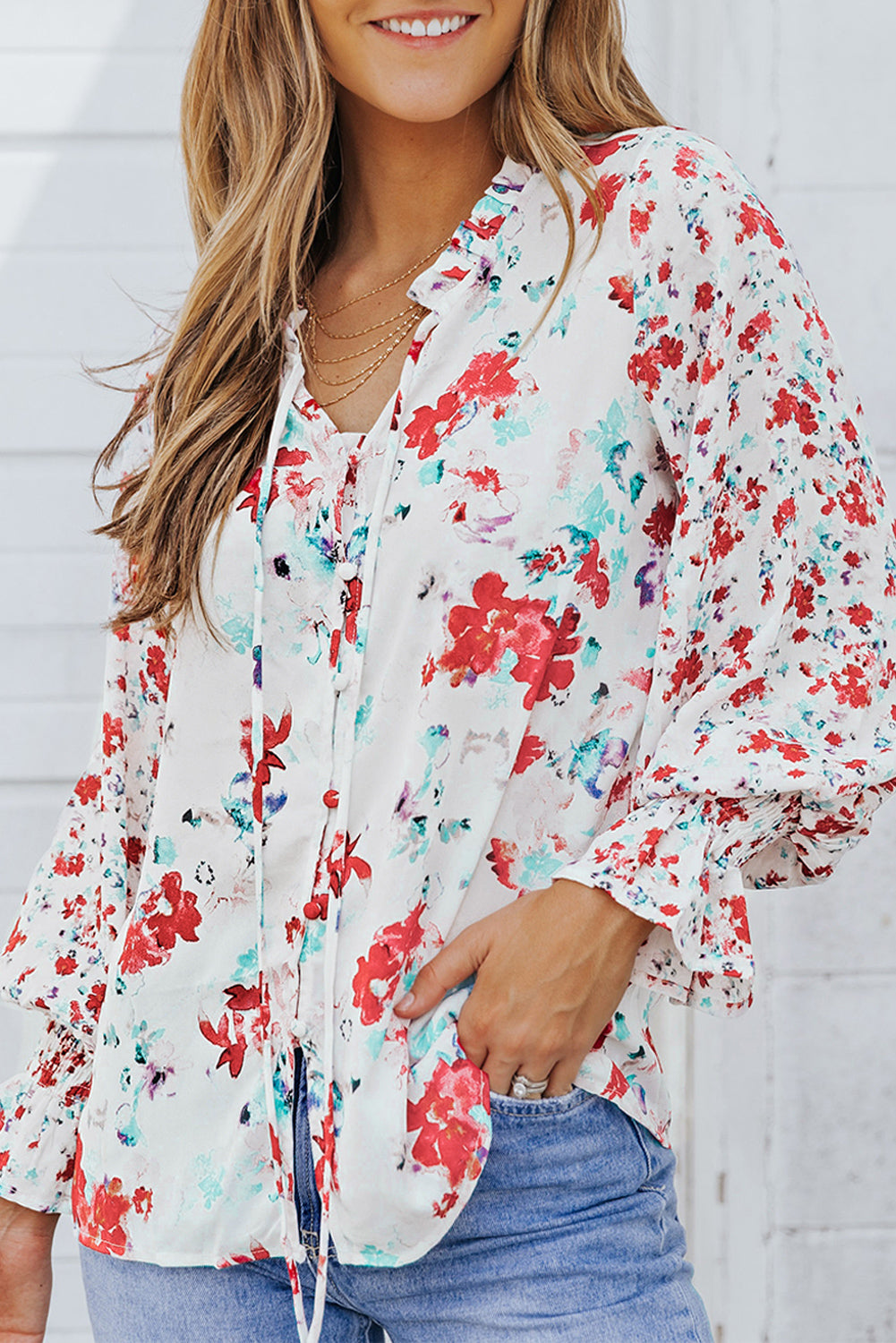 Yellow Cakewalk Floral Smocked Blouse