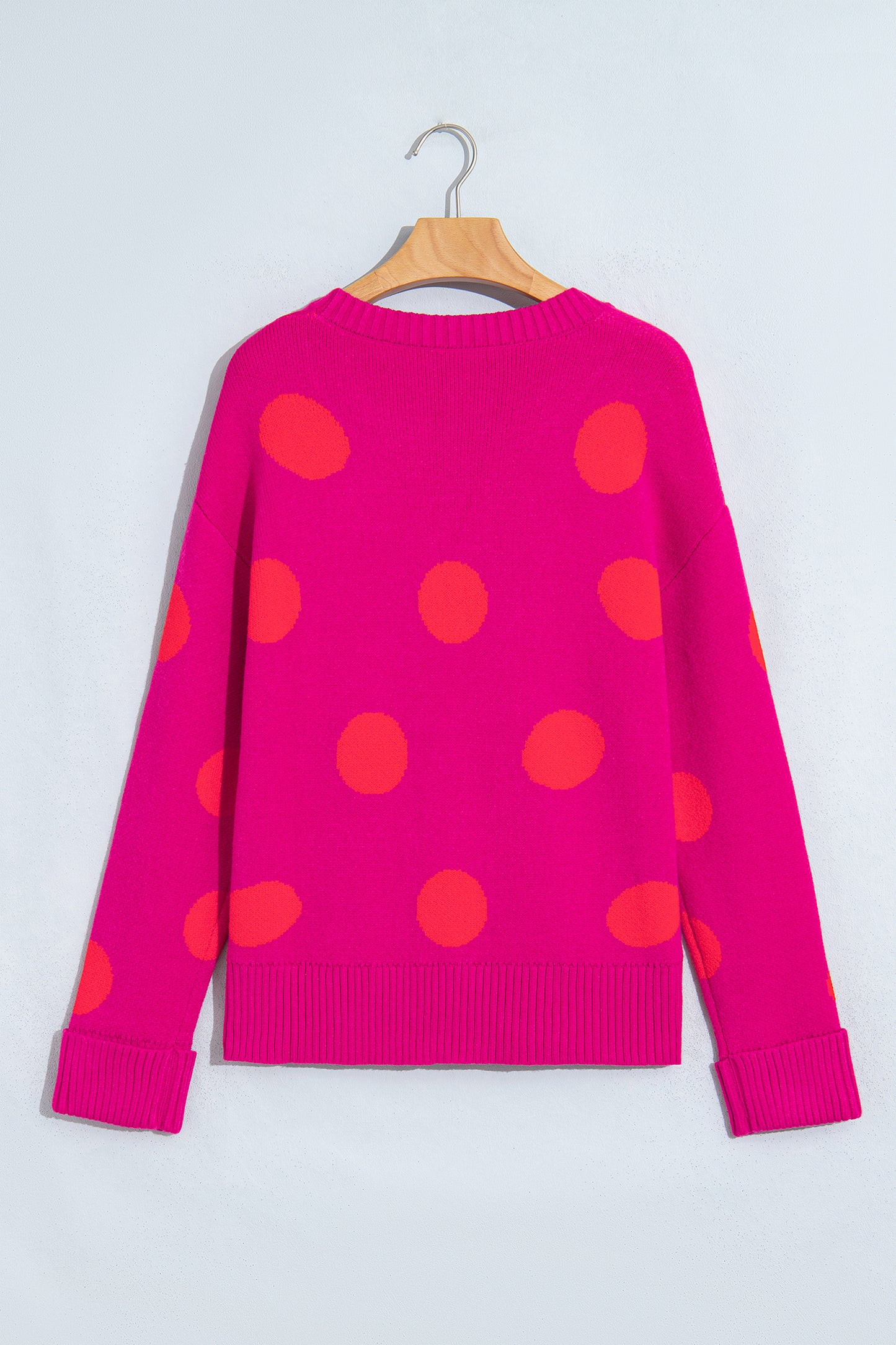 Strawberry Pink Playful Cozy Polka Dot Sweater