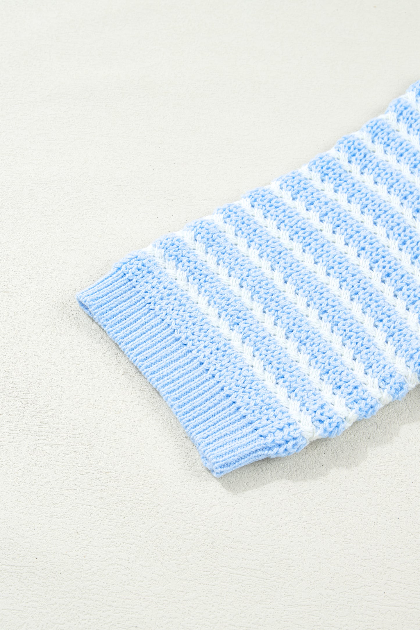 Black Stripe Short Sleeve Knit V Neck Bow Knot Sweater