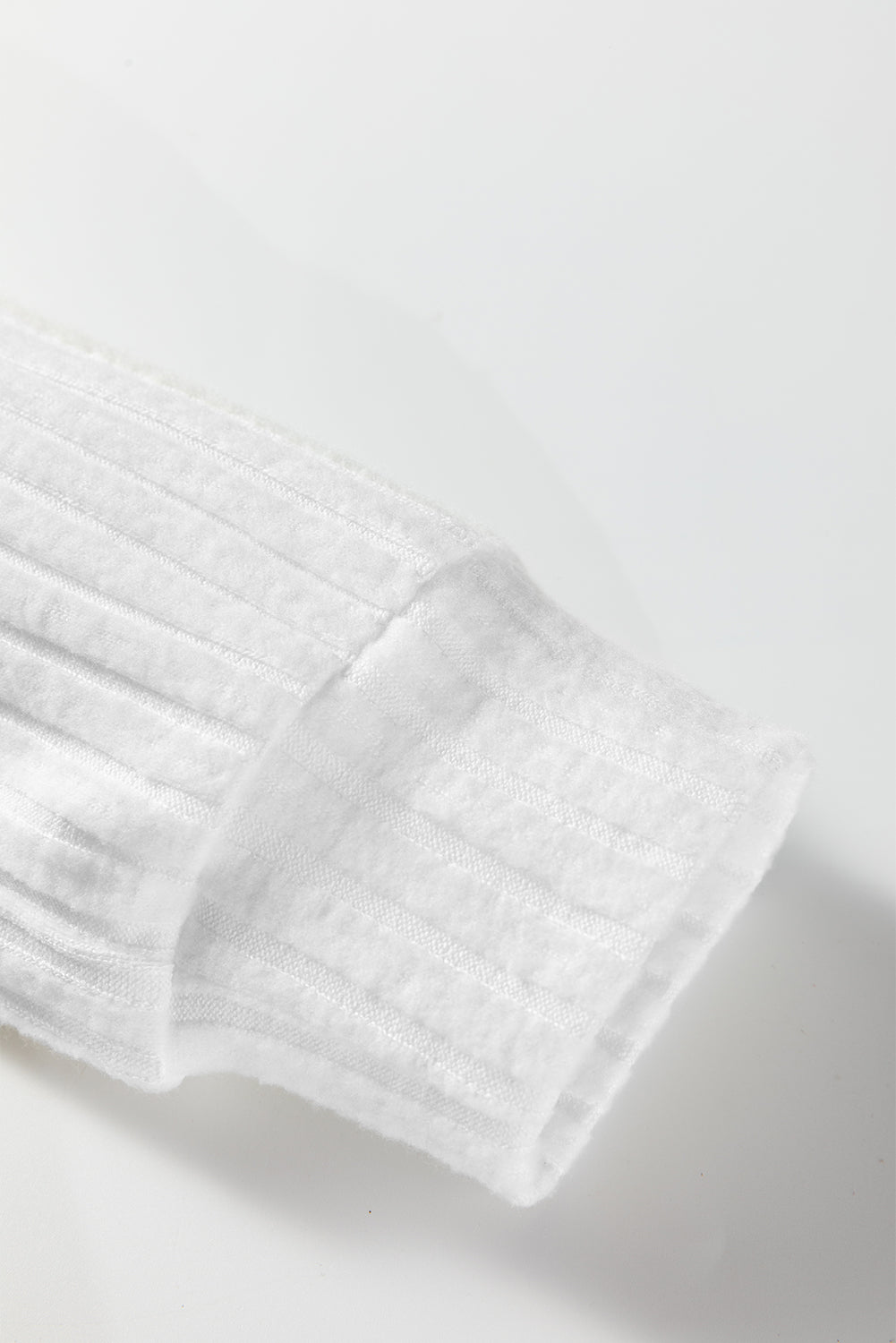 Black Ribbed Texture Round Neck Long Sleeve Rounded Hem Knit Top