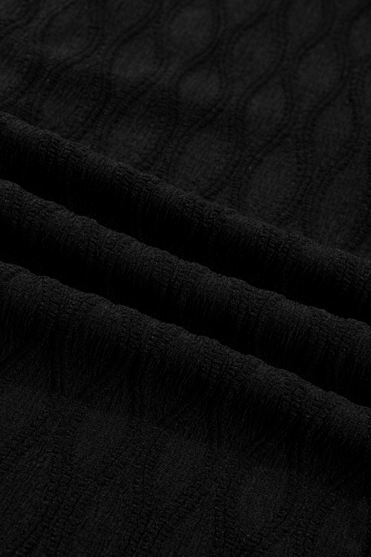 White Solid Color Textured Notched Neck Puff Sleeve Blouse