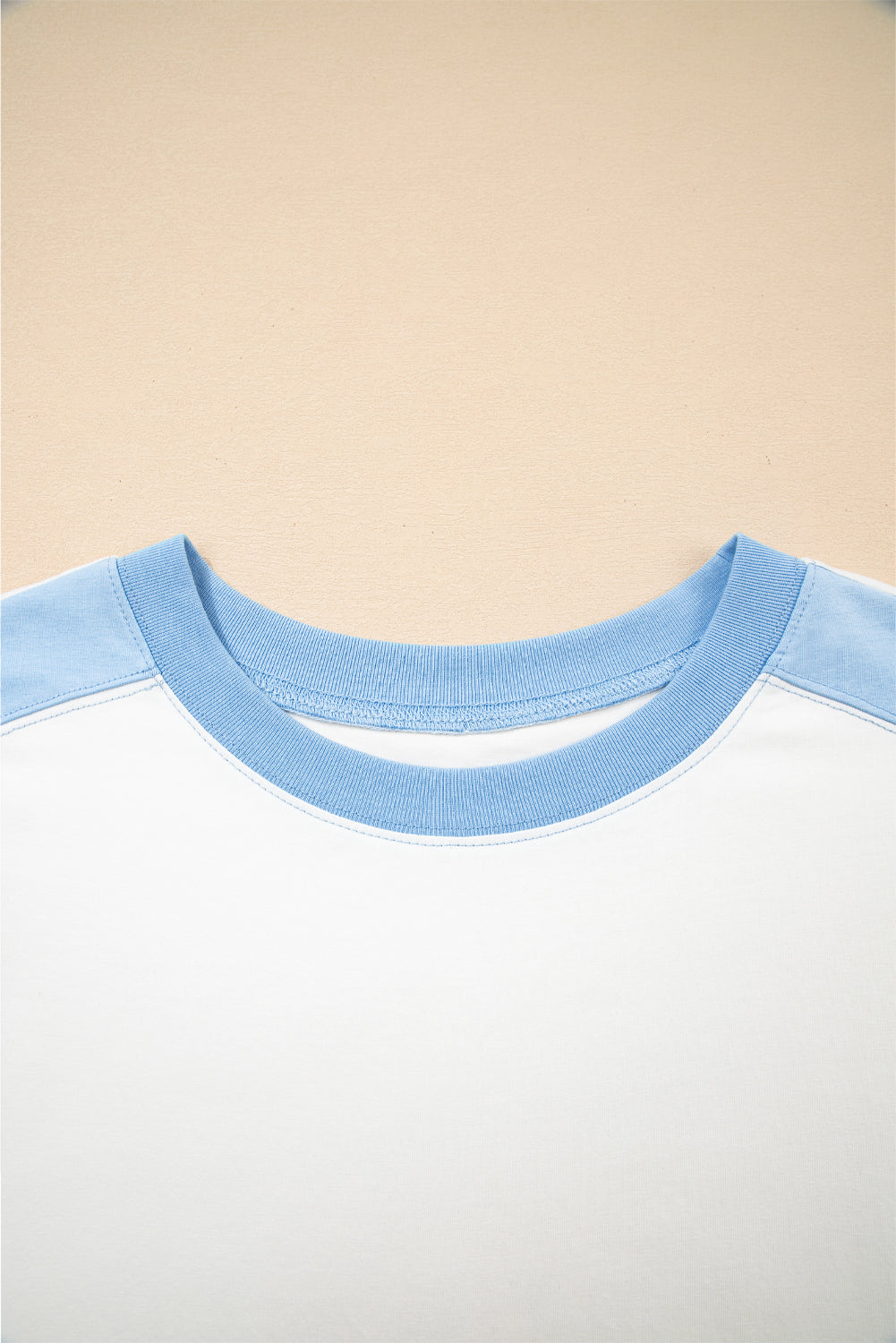 Light Green Color Block Exposed Seam Crew Neck T Shirt