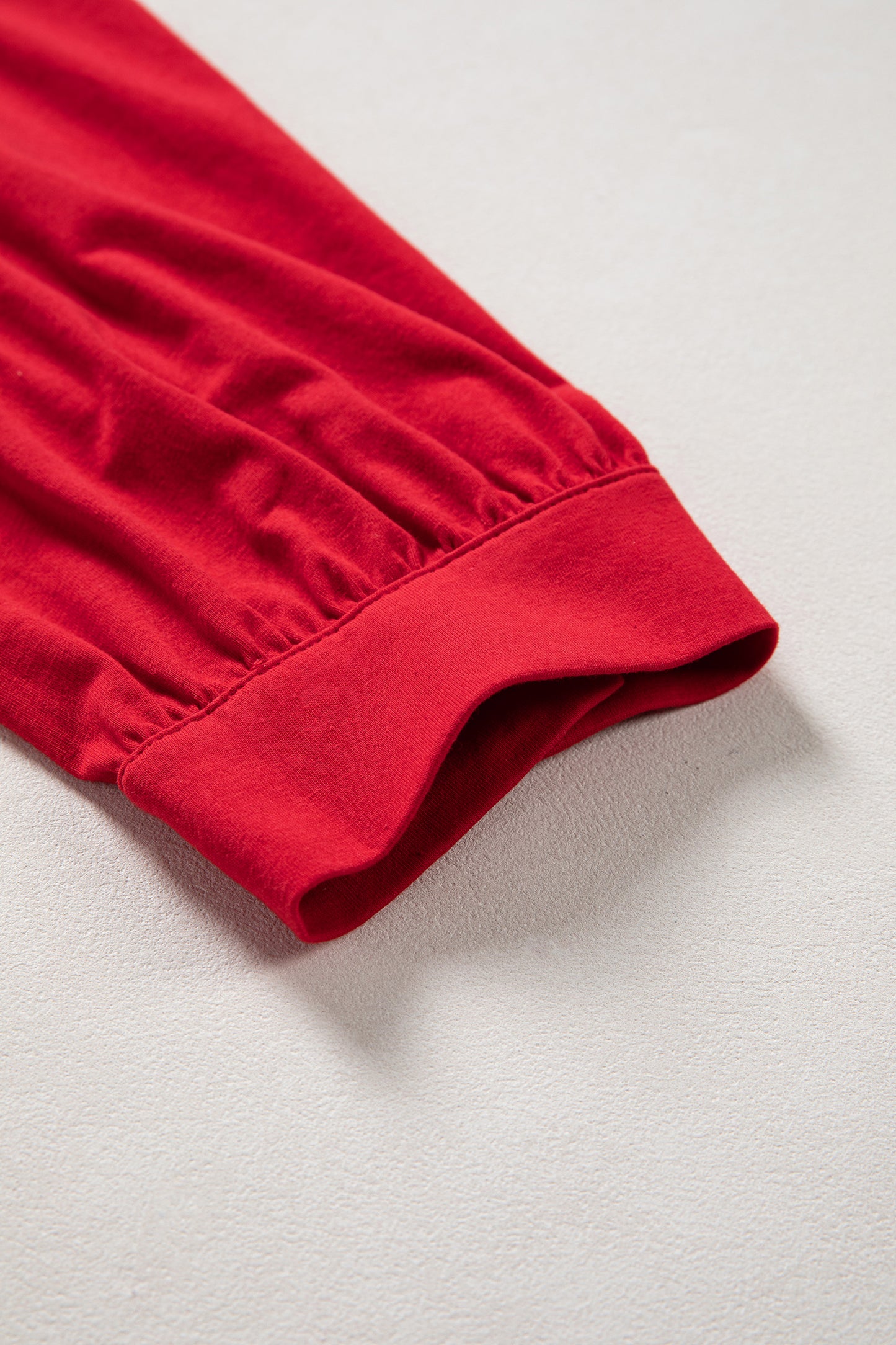 Red Stripe Half Placket V Neck Contrast 3/4 Sleeve Patchwork Top