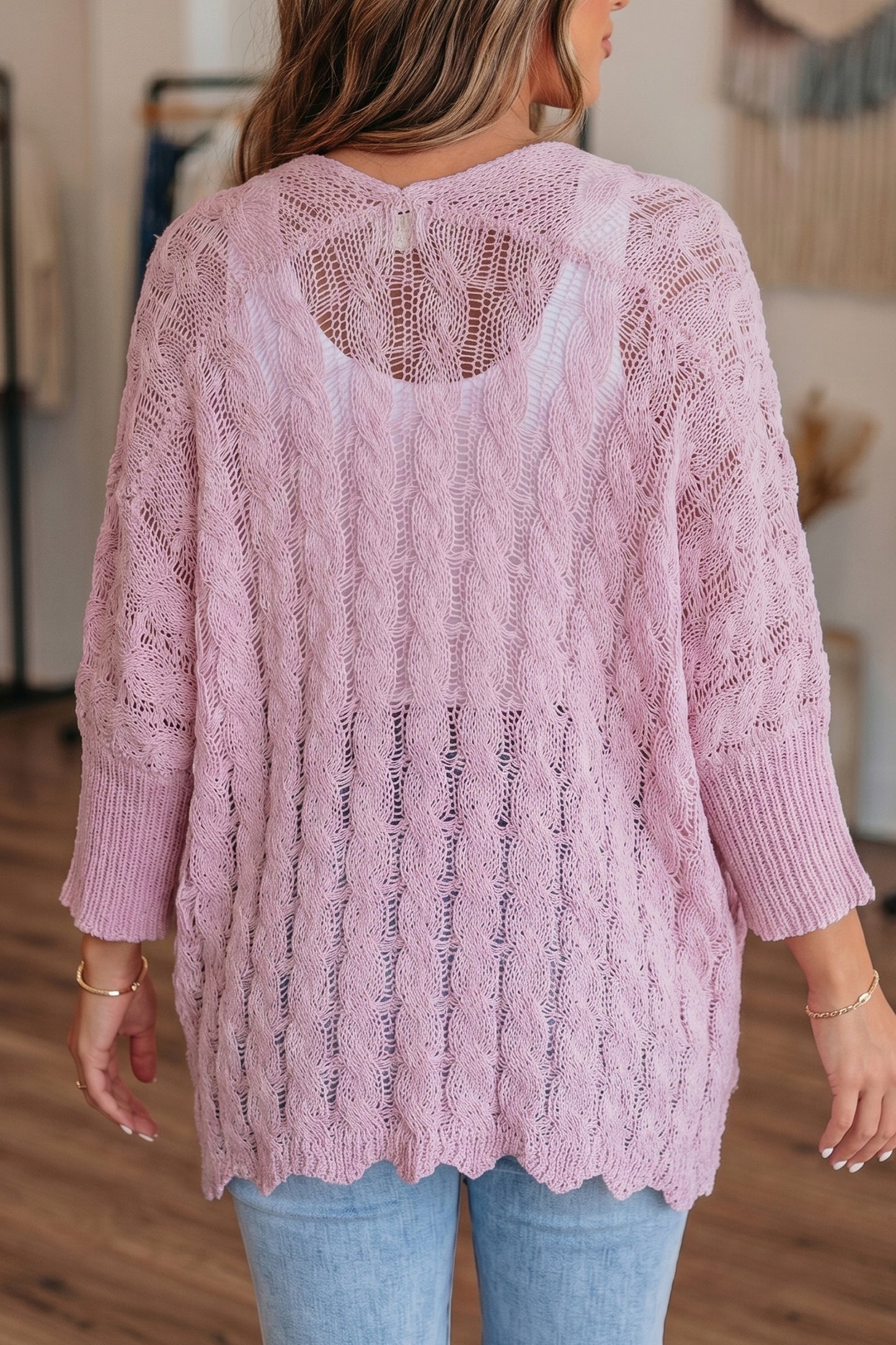 Open Knit Acrylic Cardigan Beach Boho Lightweight