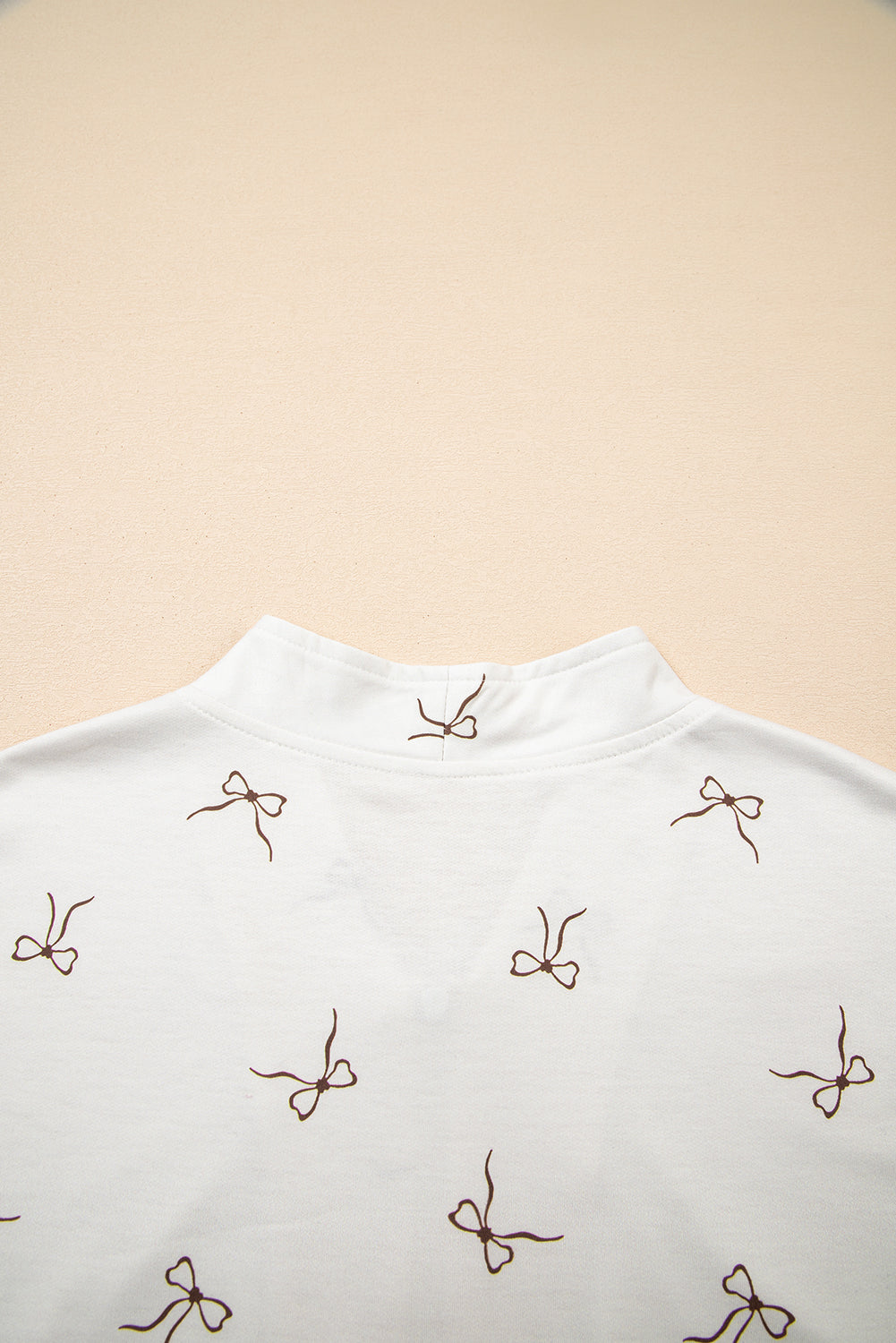 Beige Bow Print Half Zip Tank and Shorts 2pcs Set