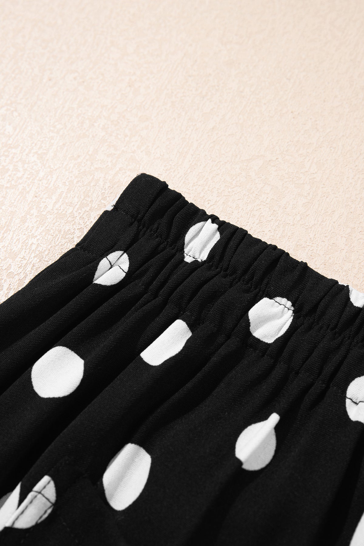 White Polka Dot Print Patched Pocket Loose Pants